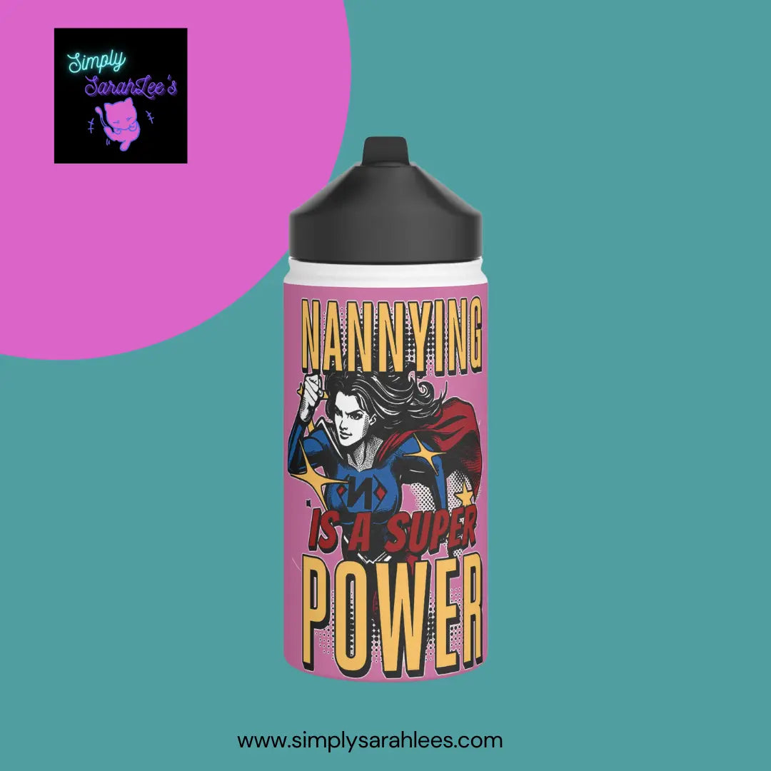 Nannying is a Super Power - Female - Stainless Steel Water Bottle, Standard Lid Printify