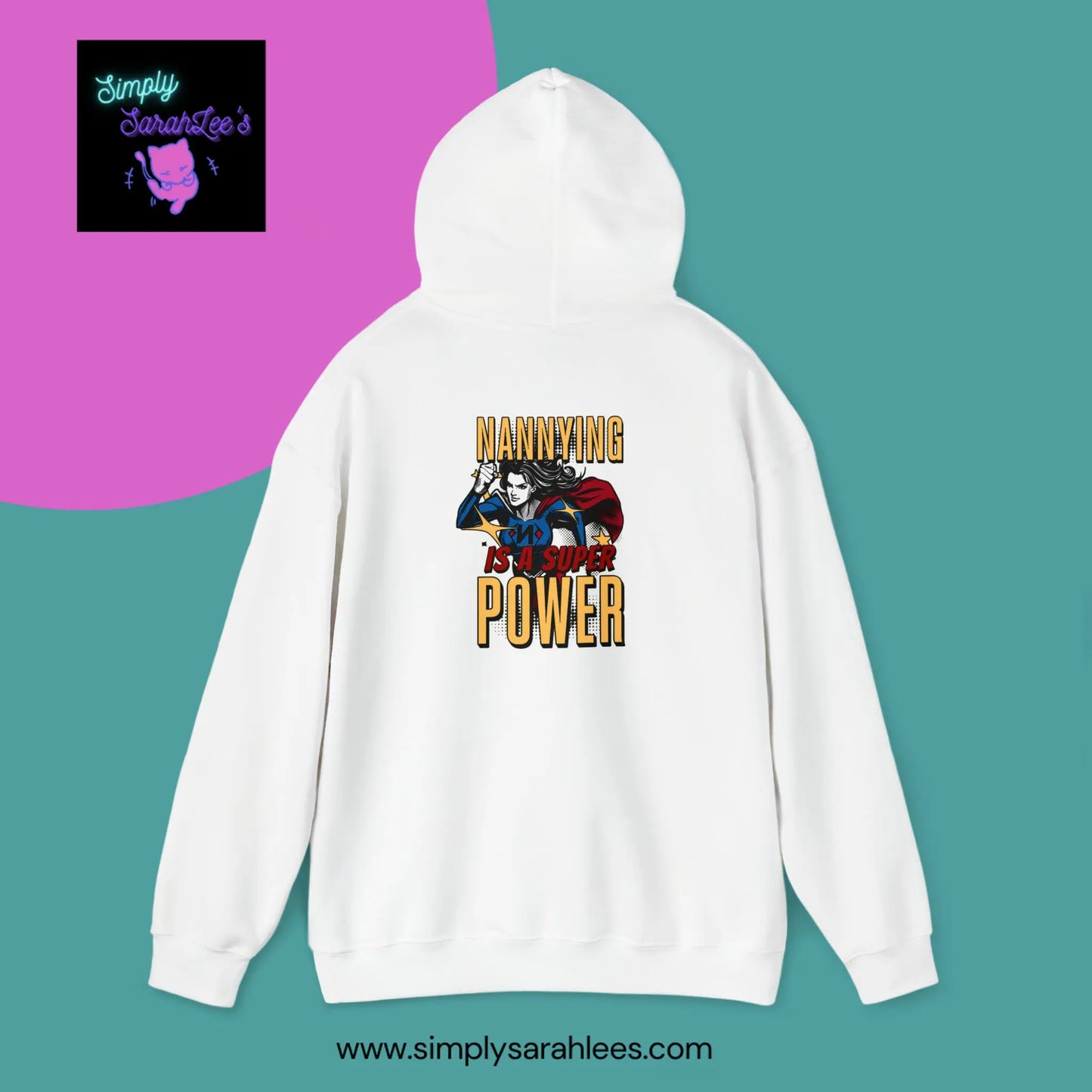 Nannying is a Super Power - Female - Unisex Heavy Blend Hooded Sweatshirt Printify