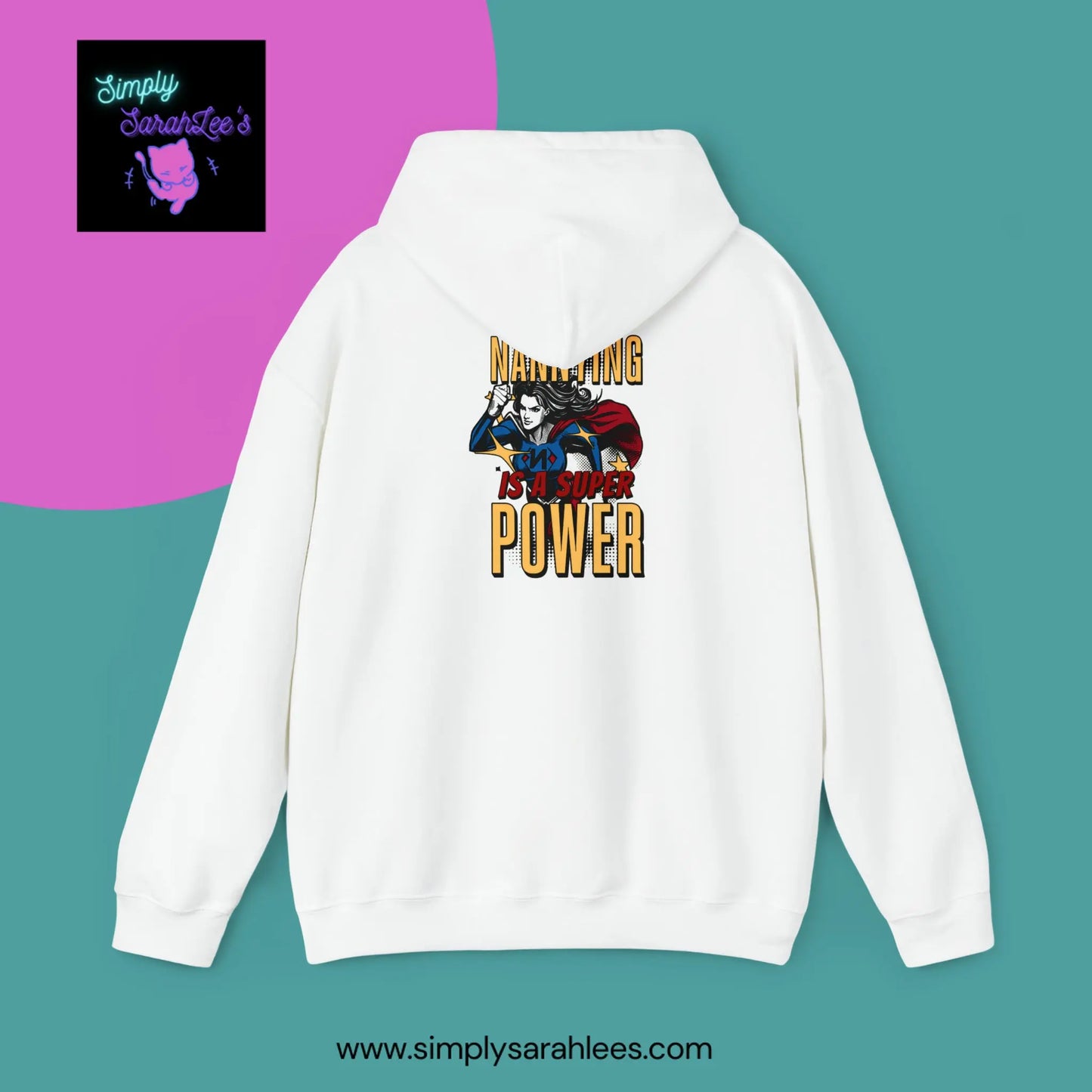 Nannying is a Super Power - Female - Unisex Heavy Blend Hooded Sweatshirt Printify