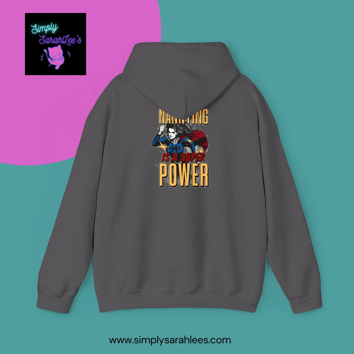 Nannying is a Super Power - Female - Unisex Heavy Blend Hooded Sweatshirt Printify