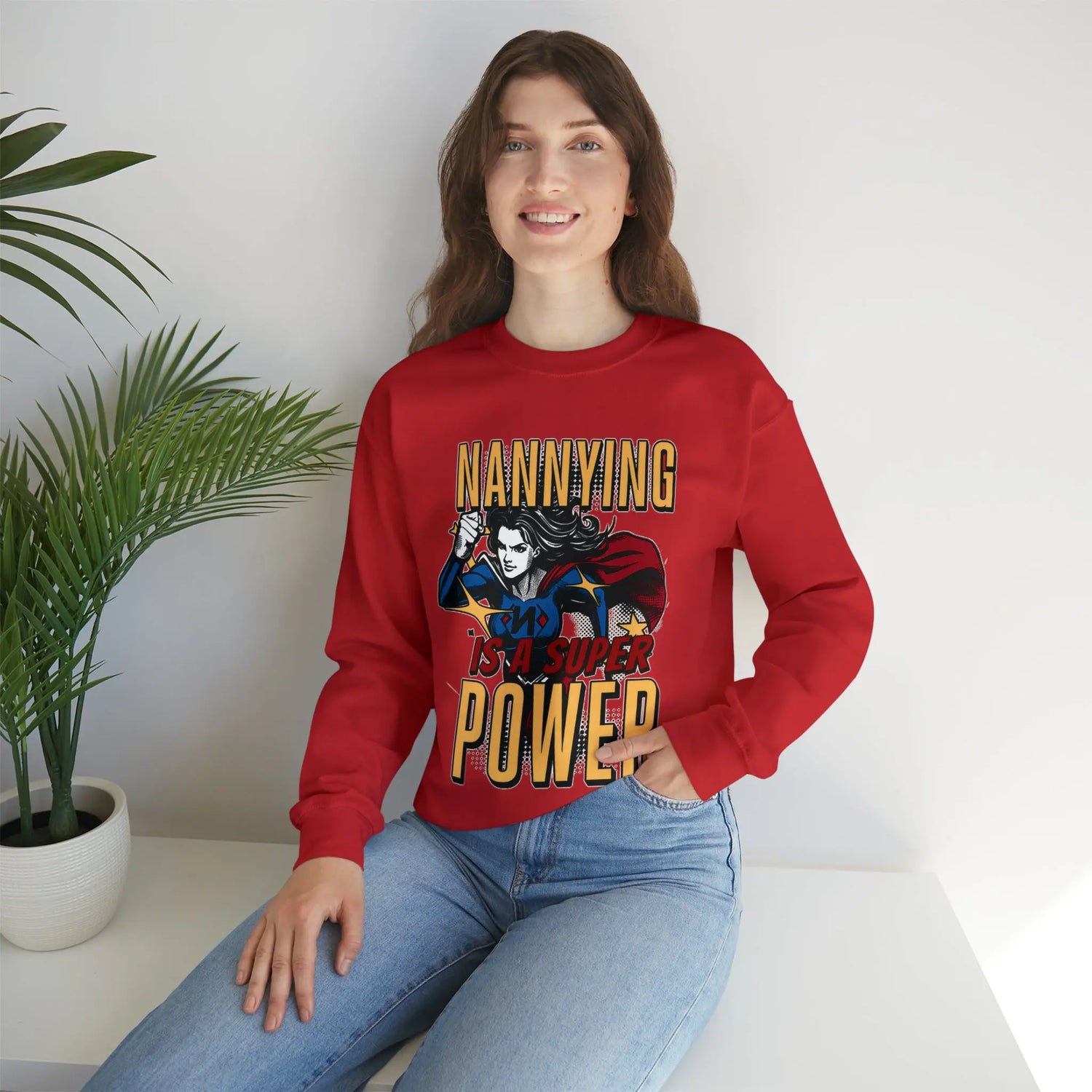 Nannying is a Super Power -Female - Unisex Heavy Blend™ Crewneck Sweatshirt Printify