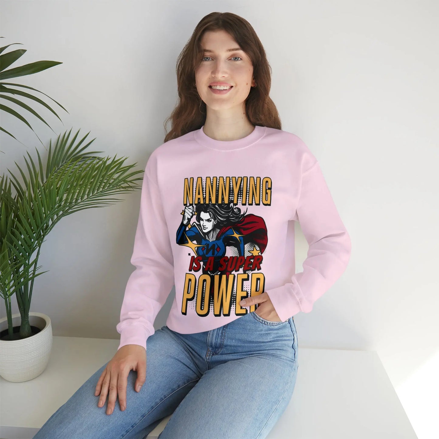 Nannying is a Super Power -Female - Unisex Heavy Blend™ Crewneck Sweatshirt Printify