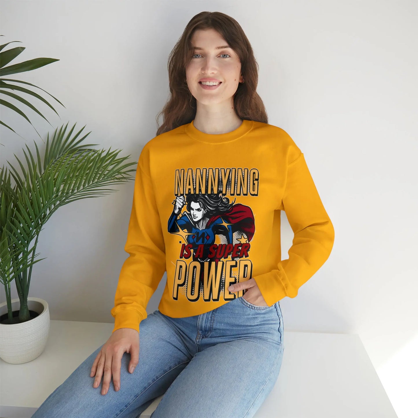 Nannying is a Super Power -Female - Unisex Heavy Blend™ Crewneck Sweatshirt Printify