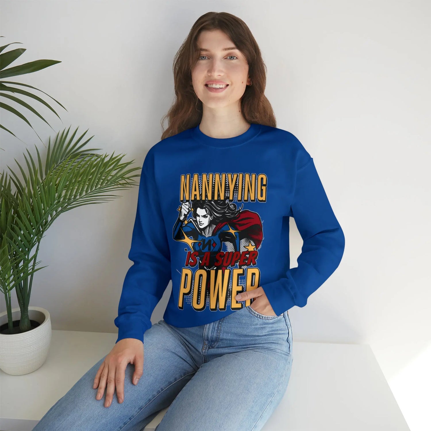 Nannying is a Super Power -Female - Unisex Heavy Blend™ Crewneck Sweatshirt Printify