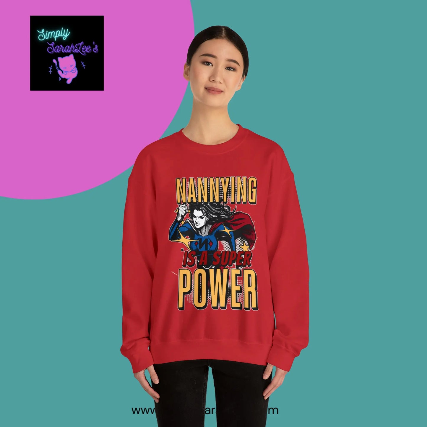 Nannying is a Super Power -Female - Unisex Heavy Blend™ Crewneck Sweatshirt Printify