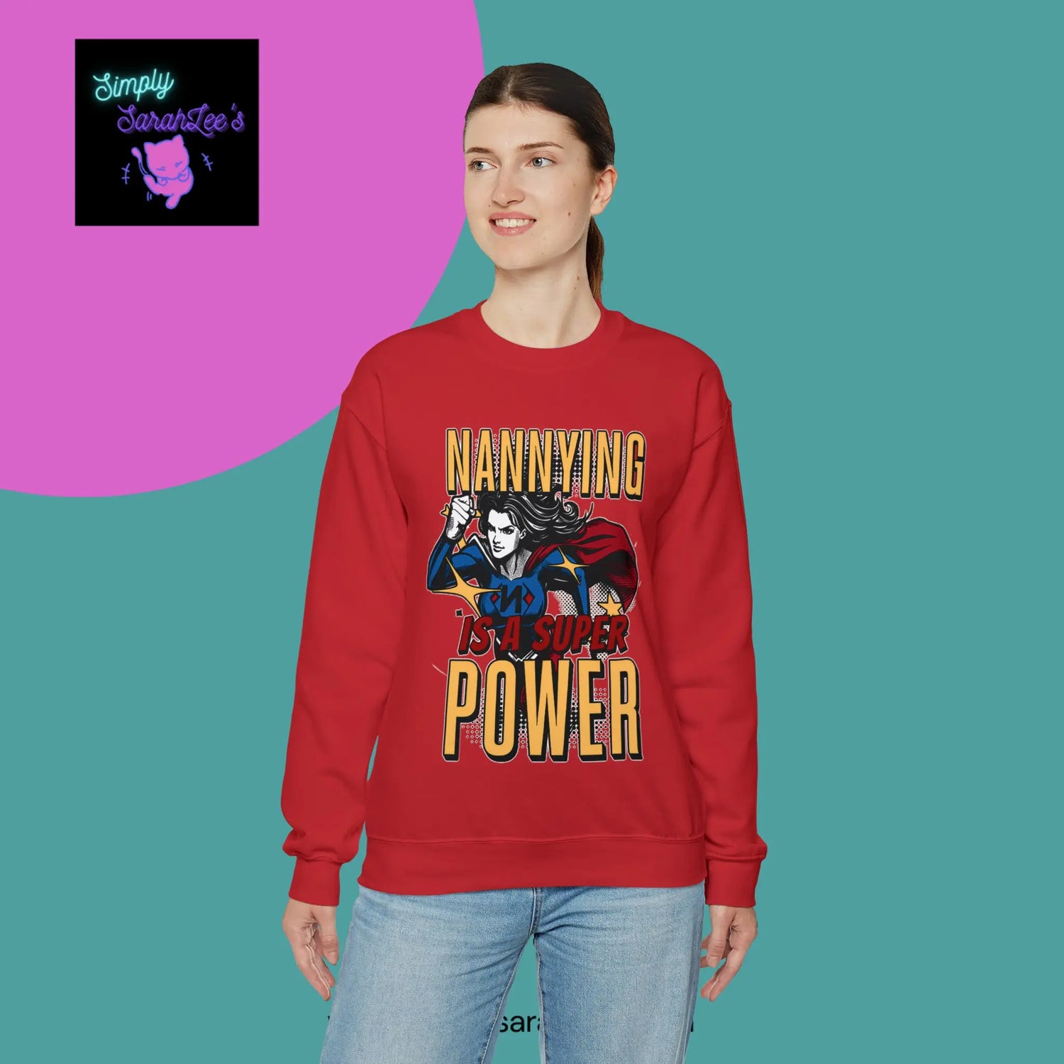 Nannying is a Super Power -Female - Unisex Heavy Blend™ Crewneck Sweatshirt Printify