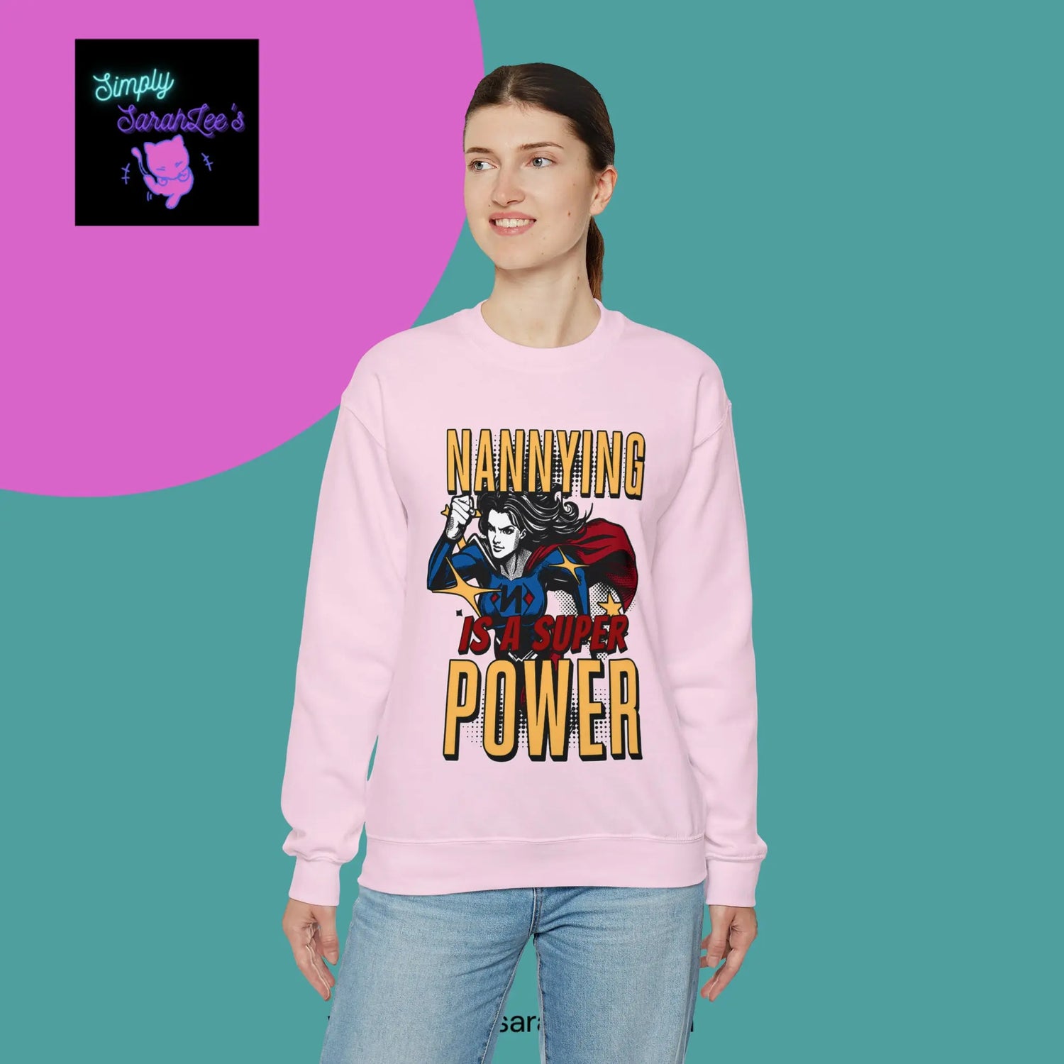 Nannying is a Super Power -Female - Unisex Heavy Blend™ Crewneck Sweatshirt Printify