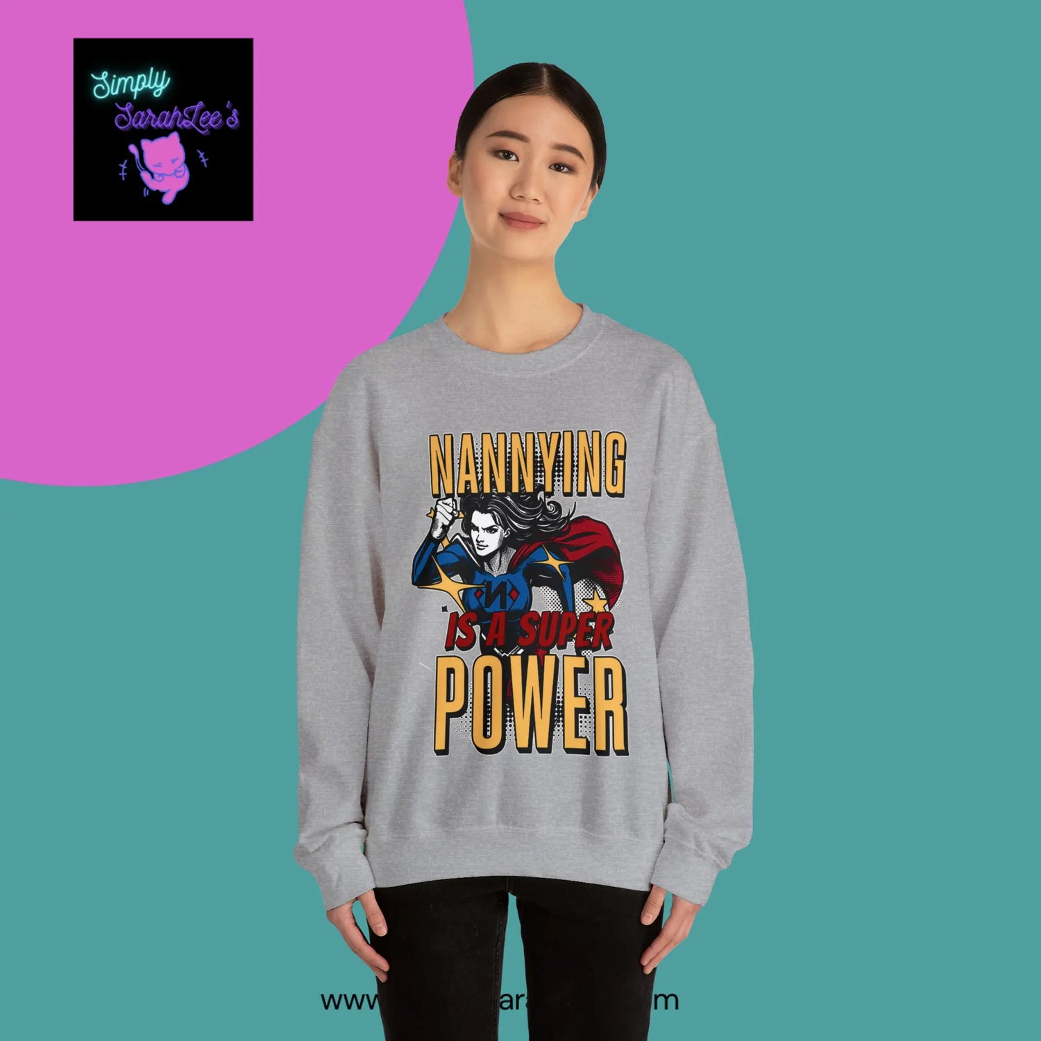 Nannying is a Super Power -Female - Unisex Heavy Blend™ Crewneck Sweatshirt Printify