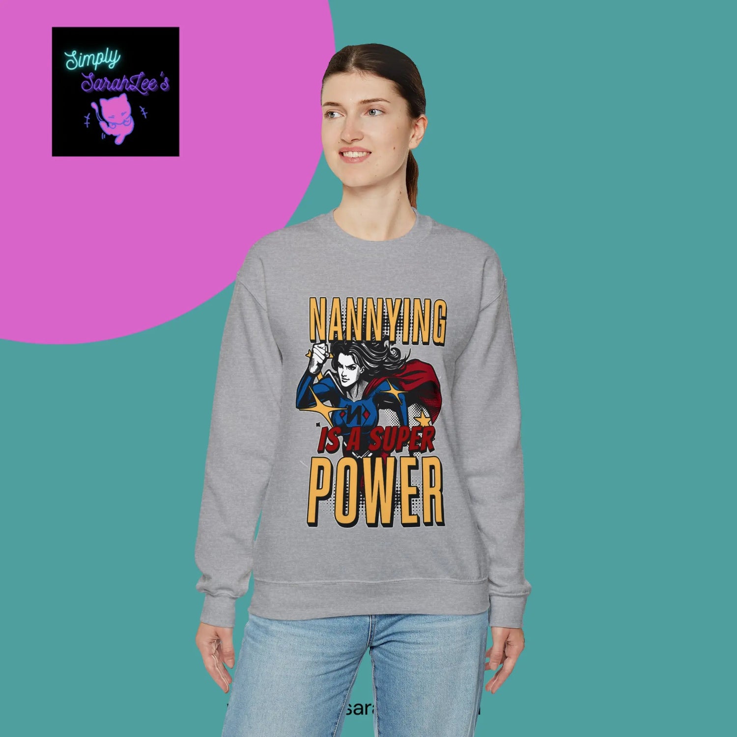 Nannying is a Super Power -Female - Unisex Heavy Blend™ Crewneck Sweatshirt Printify