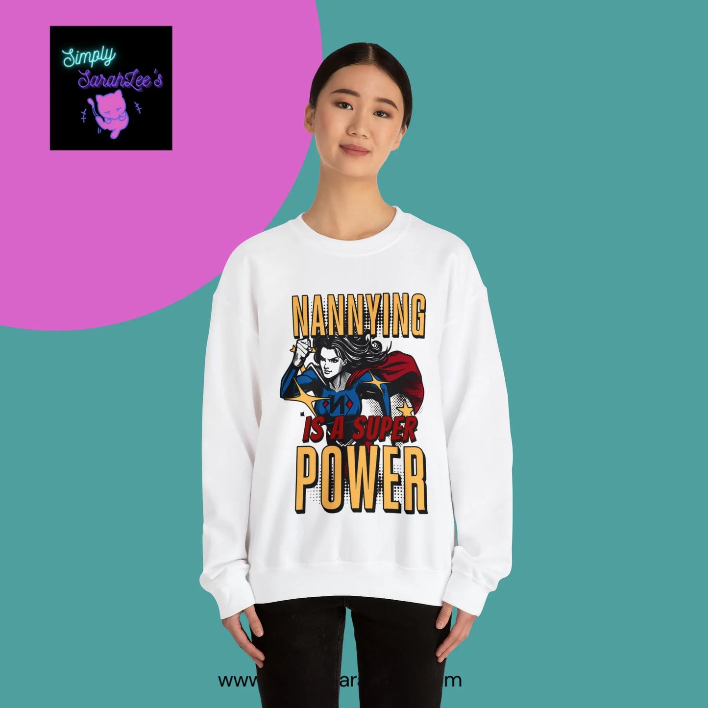 Nannying is a Super Power -Female - Unisex Heavy Blend™ Crewneck Sweatshirt Printify