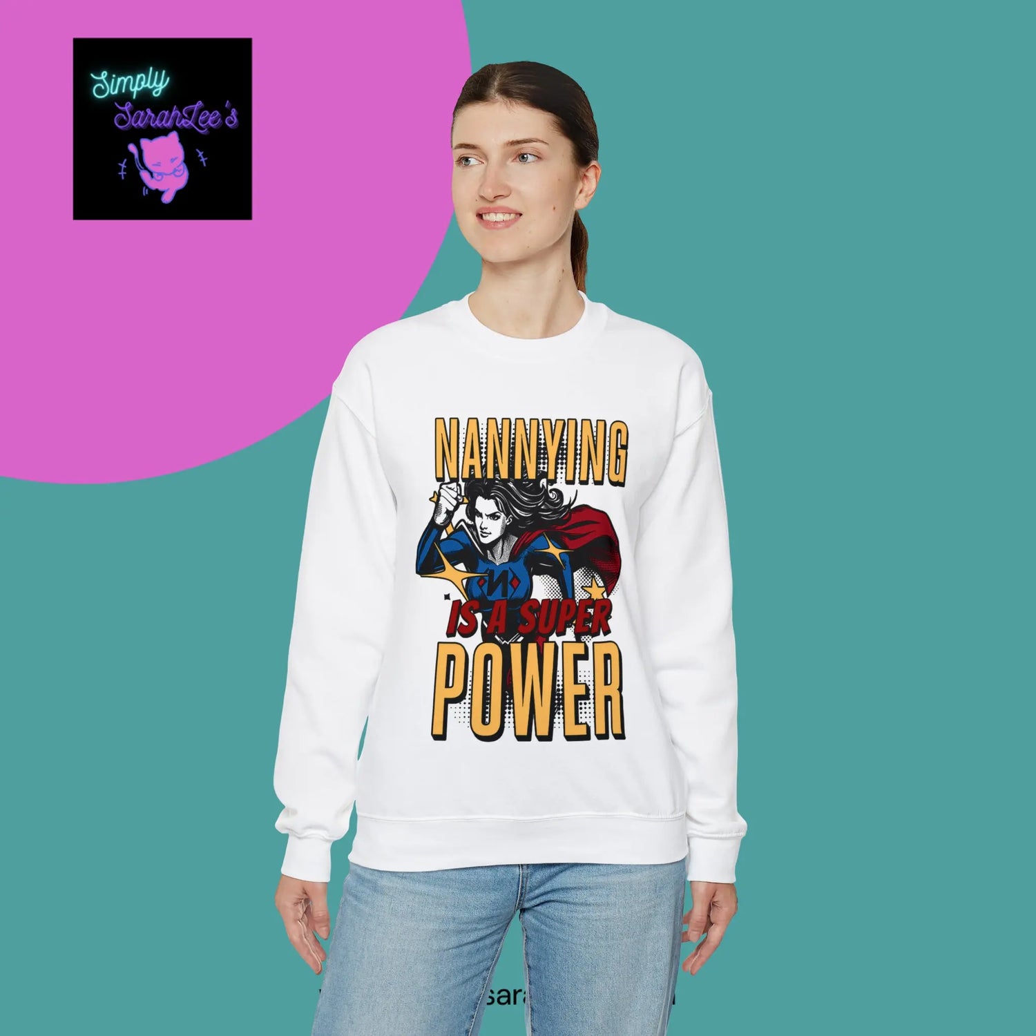 Nannying is a Super Power -Female - Unisex Heavy Blend™ Crewneck Sweatshirt Printify