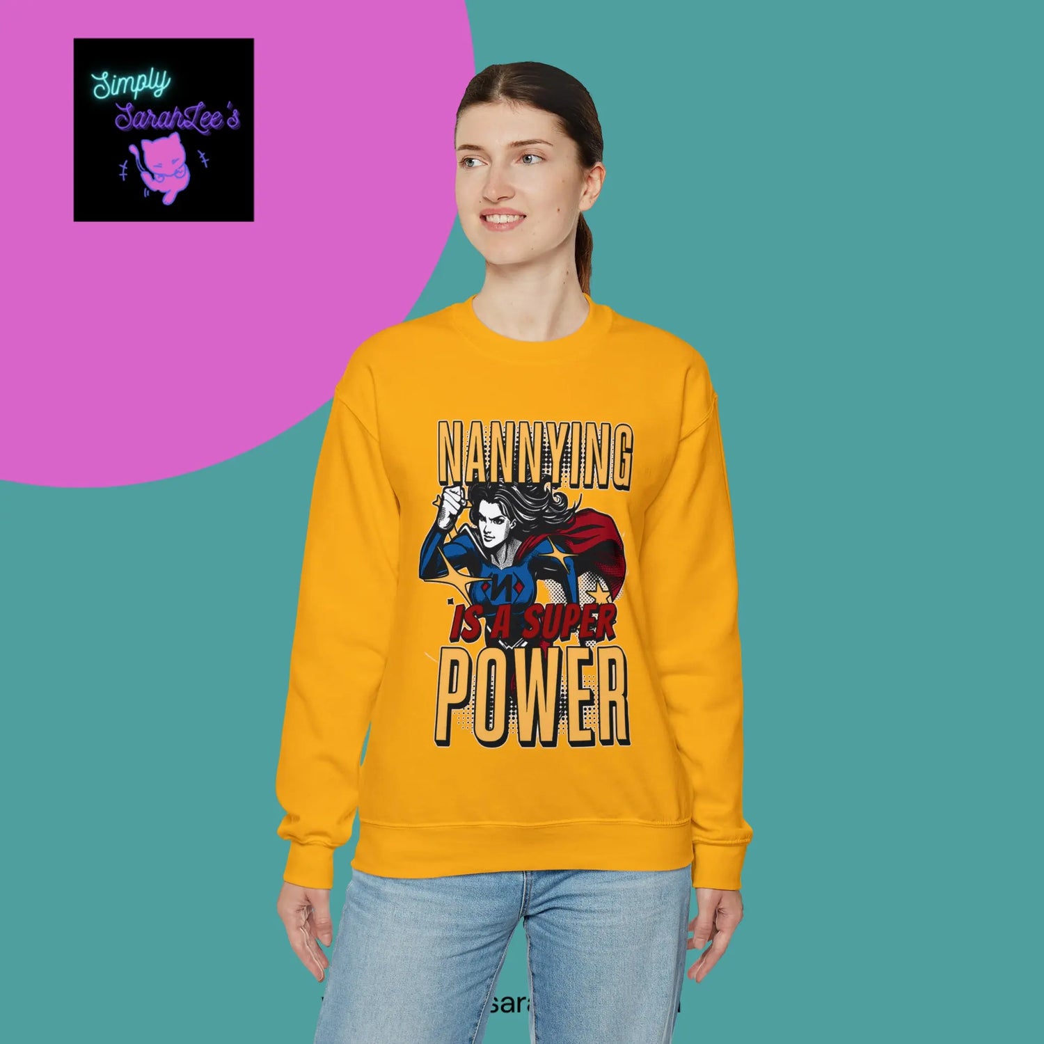 Nannying is a Super Power -Female - Unisex Heavy Blend™ Crewneck Sweatshirt Printify