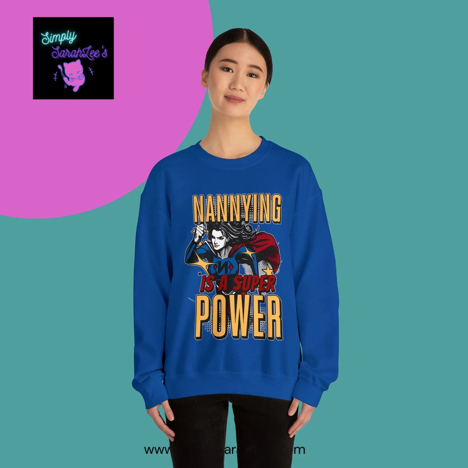 Nannying is a Super Power -Female - Unisex Heavy Blend™ Crewneck Sweatshirt Printify