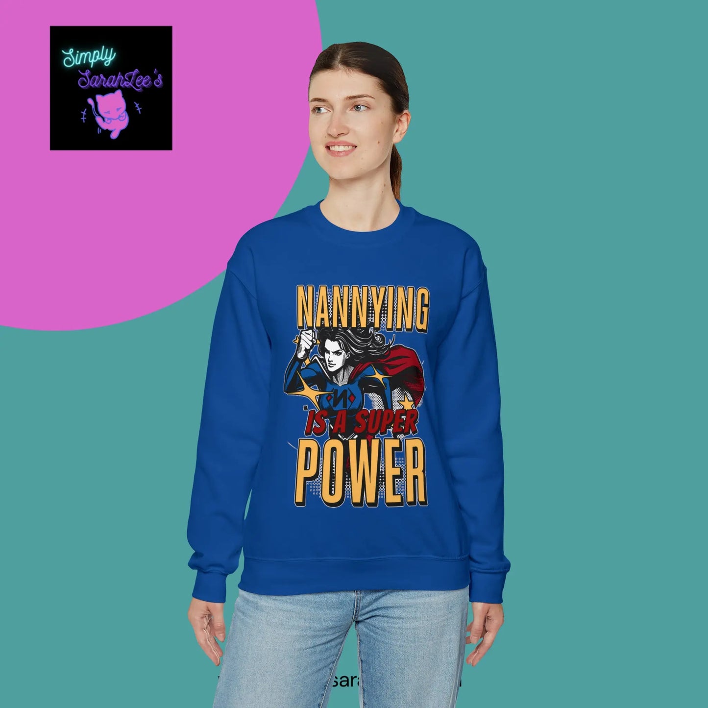 Nannying is a Super Power -Female - Unisex Heavy Blend™ Crewneck Sweatshirt Printify