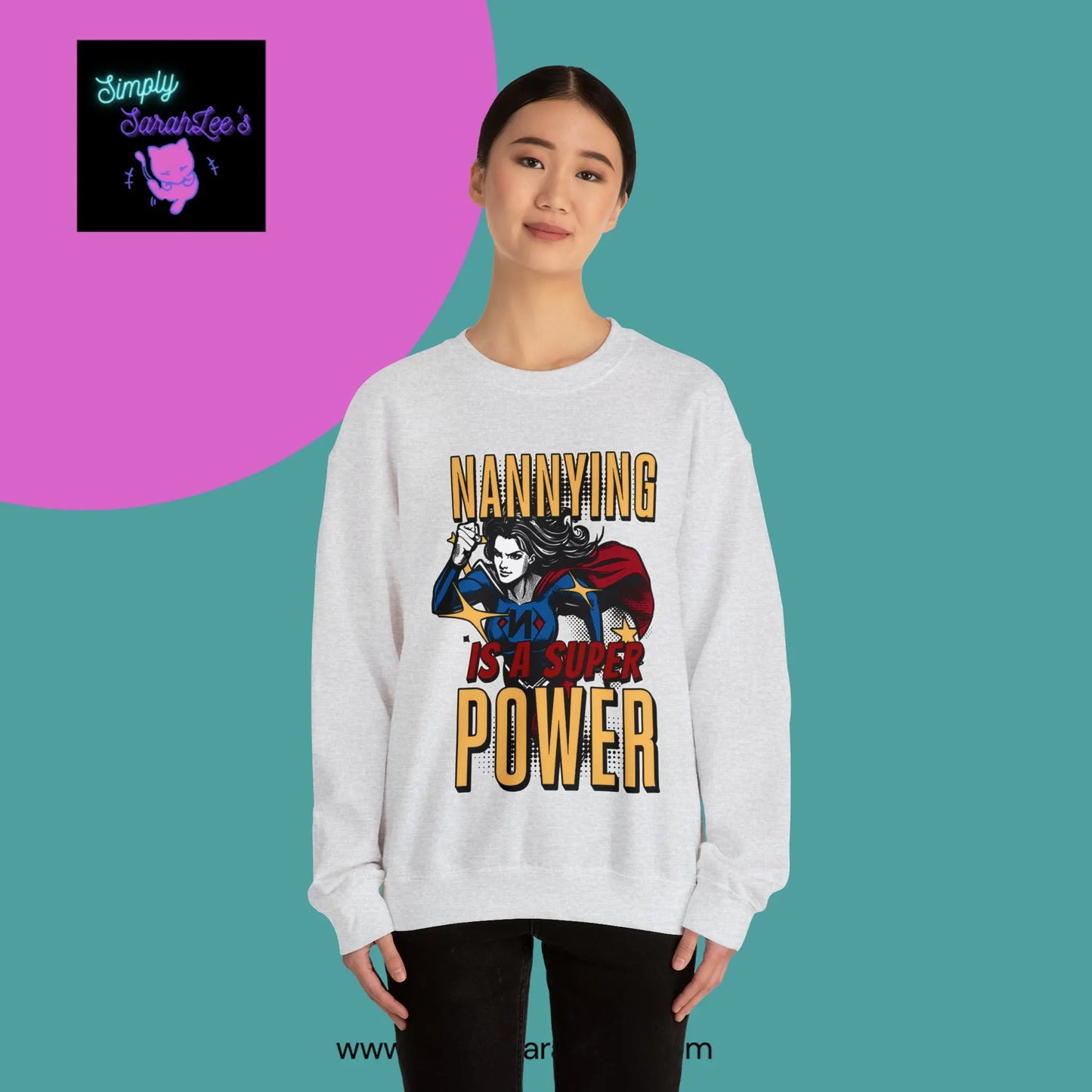 Nannying is a Super Power -Female - Unisex Heavy Blend™ Crewneck Sweatshirt Printify