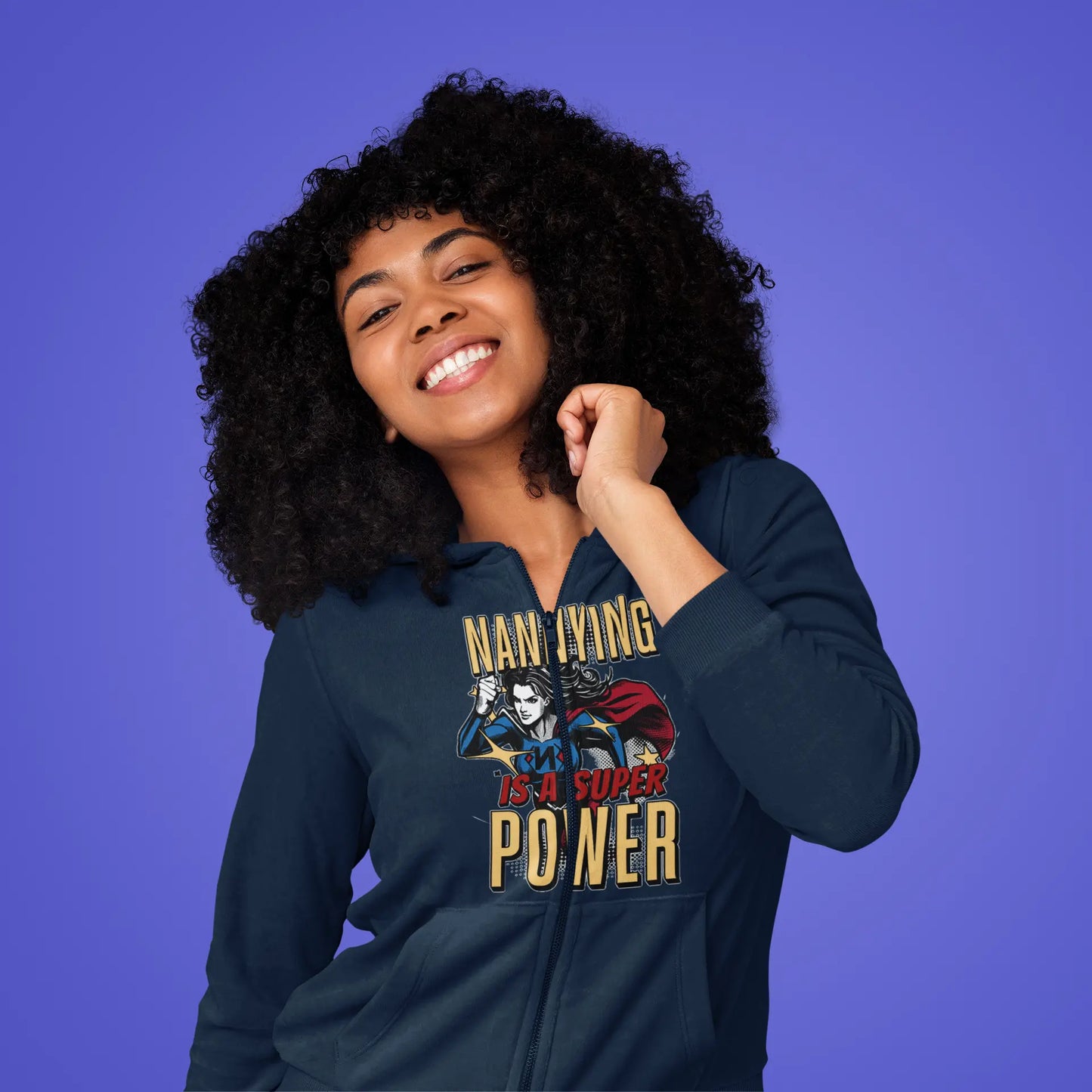 Nannying is a Super Power - Female - Unisex Heavy Blend™ Full Zip Hooded Sweatshirt (1 sided) Printify