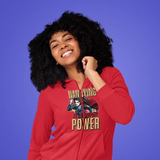 Nannying is a Super Power - Female - Unisex Heavy Blend™ Full Zip Hooded Sweatshirt (1 sided) Printify