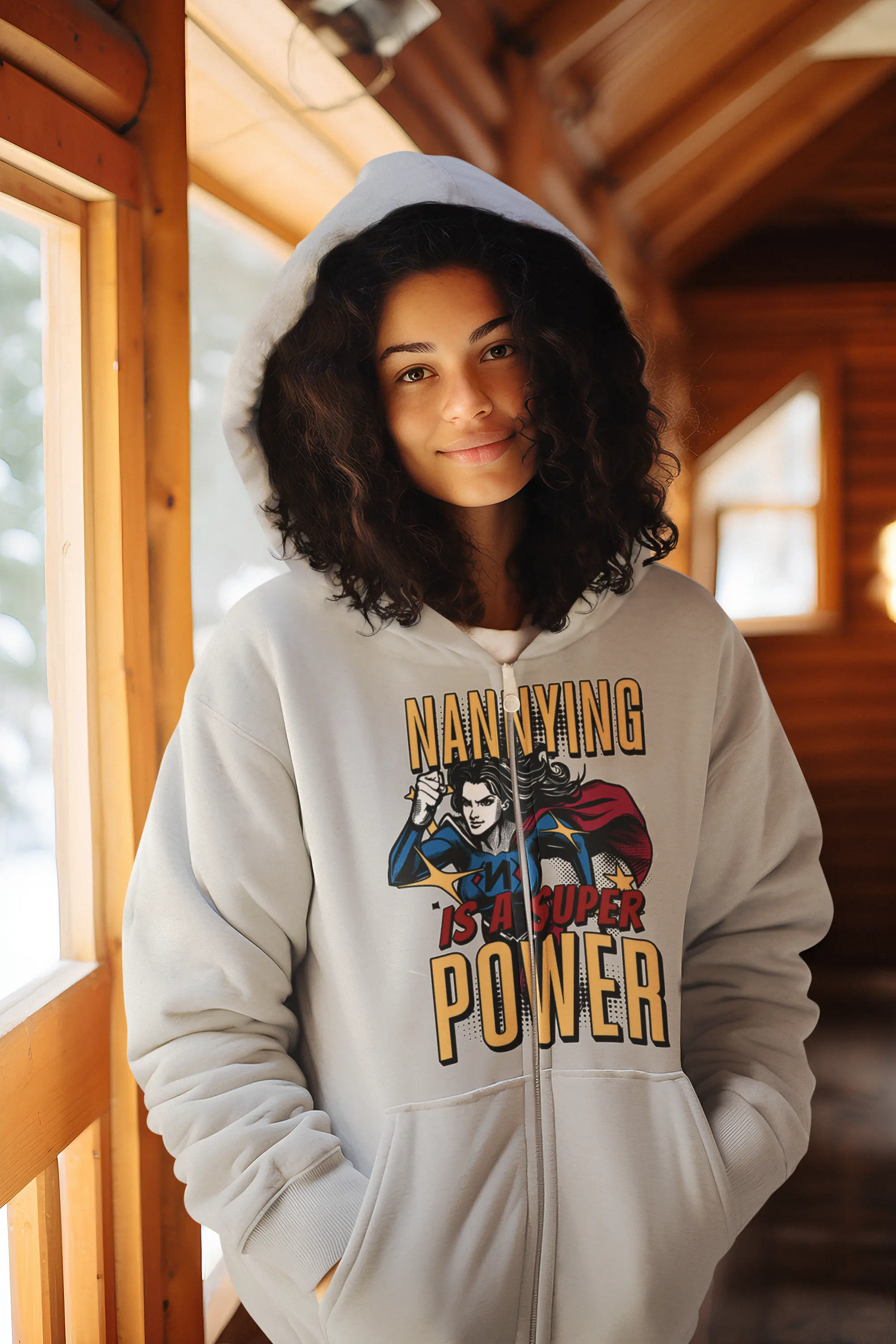 Nannying is a Super Power - Female - Unisex Heavy Blend™ Full Zip Hooded Sweatshirt (1 sided) Printify