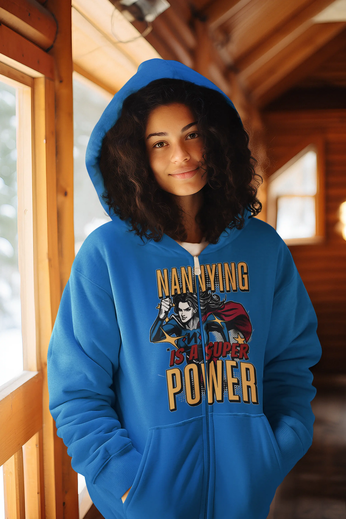 Nannying is a Super Power - Female - Unisex Heavy Blend™ Full Zip Hooded Sweatshirt (1 sided) Printify