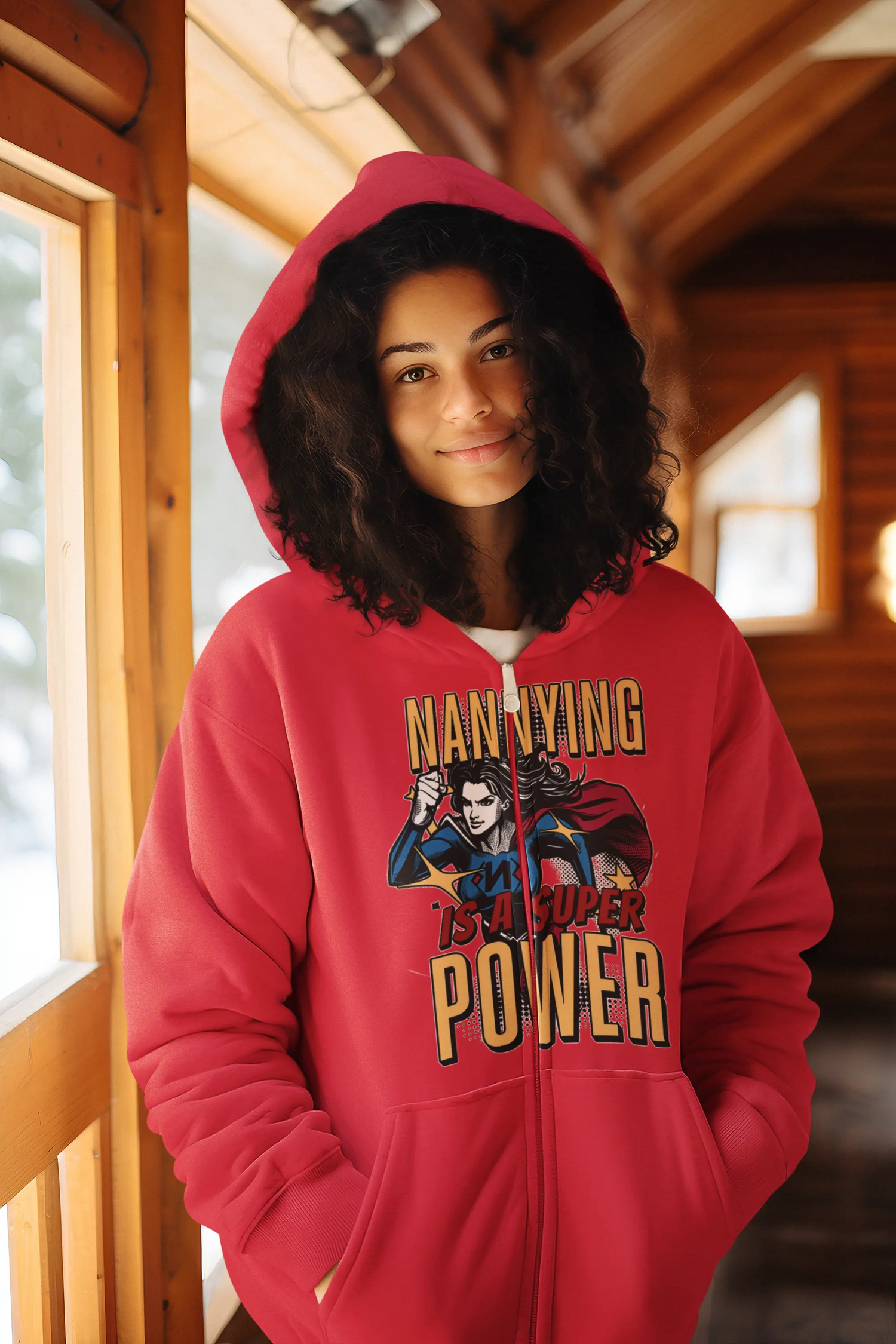 Nannying is a Super Power - Female - Unisex Heavy Blend™ Full Zip Hooded Sweatshirt (1 sided) Printify