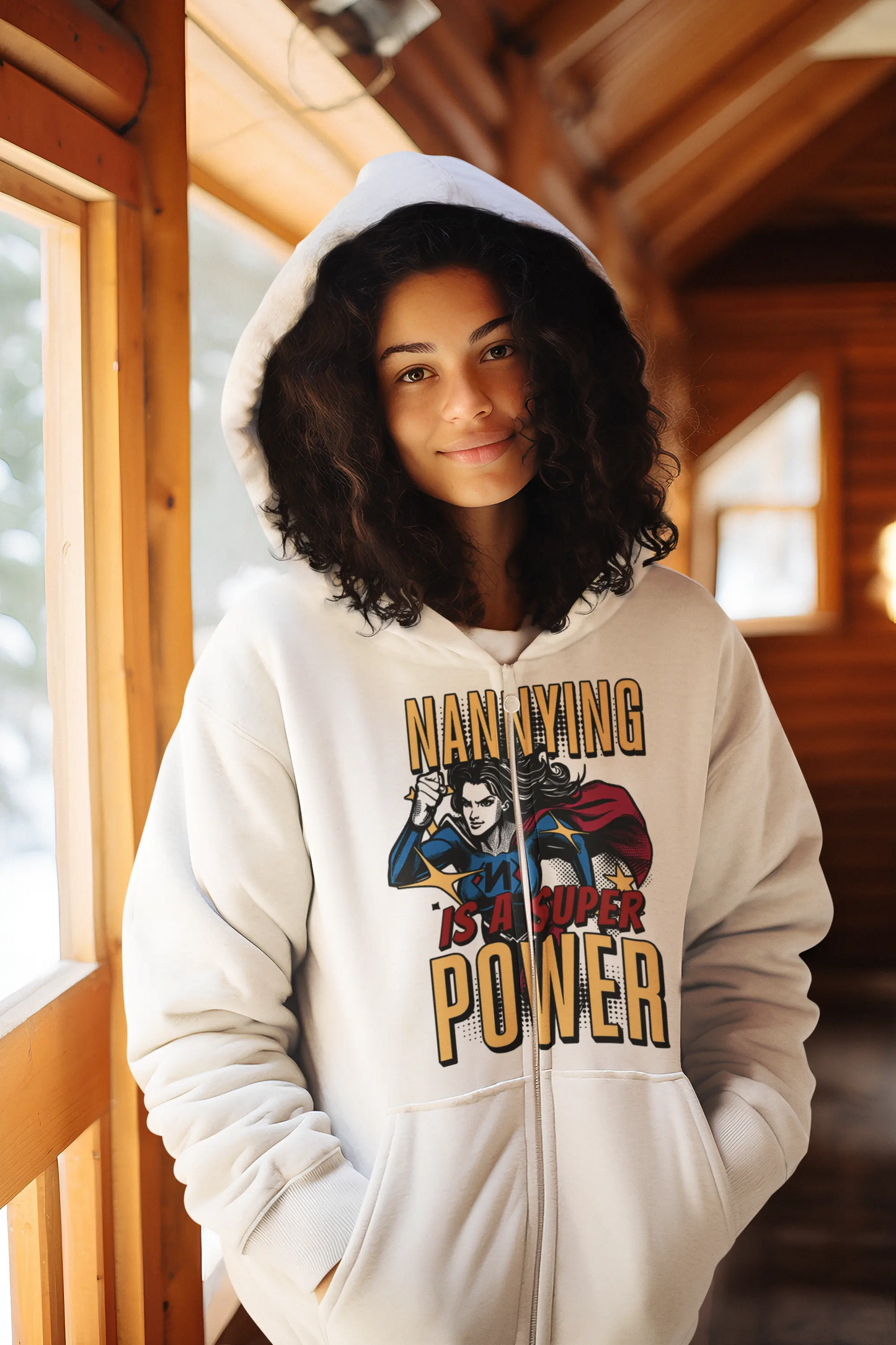 Nannying is a Super Power - Female - Unisex Heavy Blend™ Full Zip Hooded Sweatshirt (1 sided) Printify