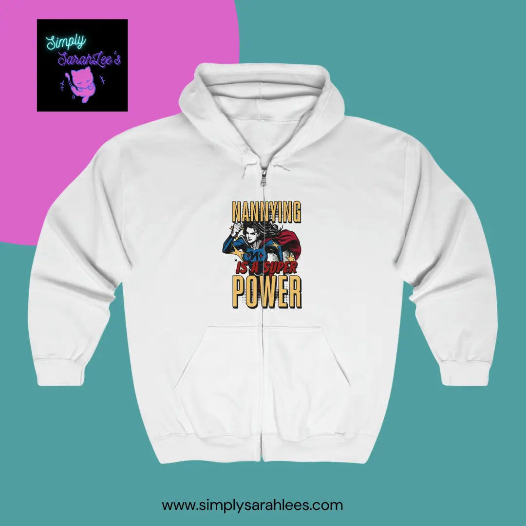 Nannying is a Super Power - Female - Unisex Heavy Blend™ Full Zip Hooded Sweatshirt (1 sided) Printify