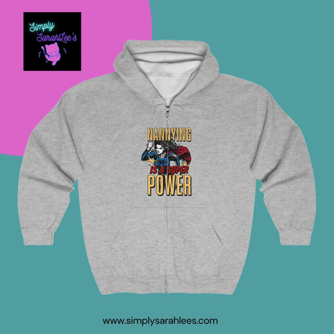 Nannying is a Super Power - Female - Unisex Heavy Blend™ Full Zip Hooded Sweatshirt (1 sided) Printify