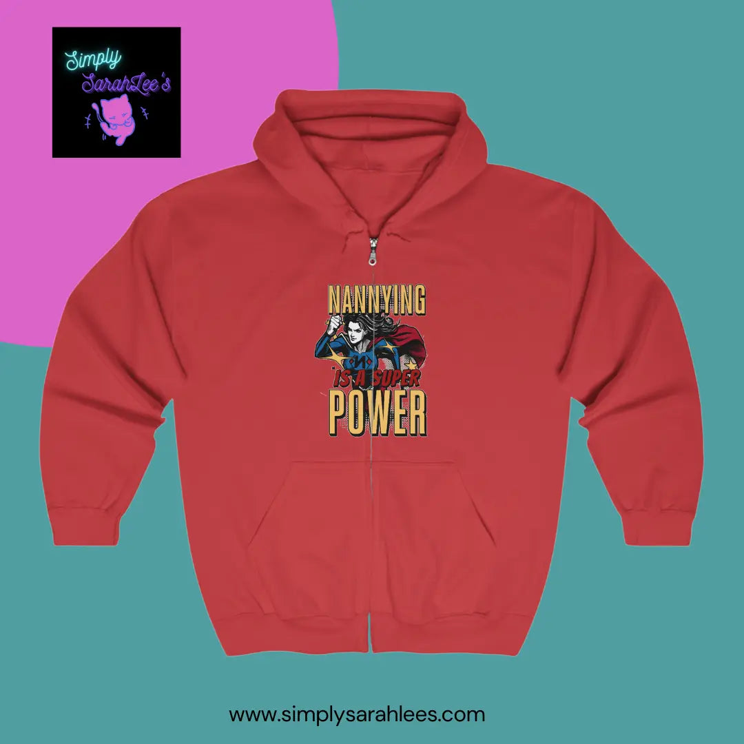 Nannying is a Super Power - Female - Unisex Heavy Blend™ Full Zip Hooded Sweatshirt (1 sided) Printify