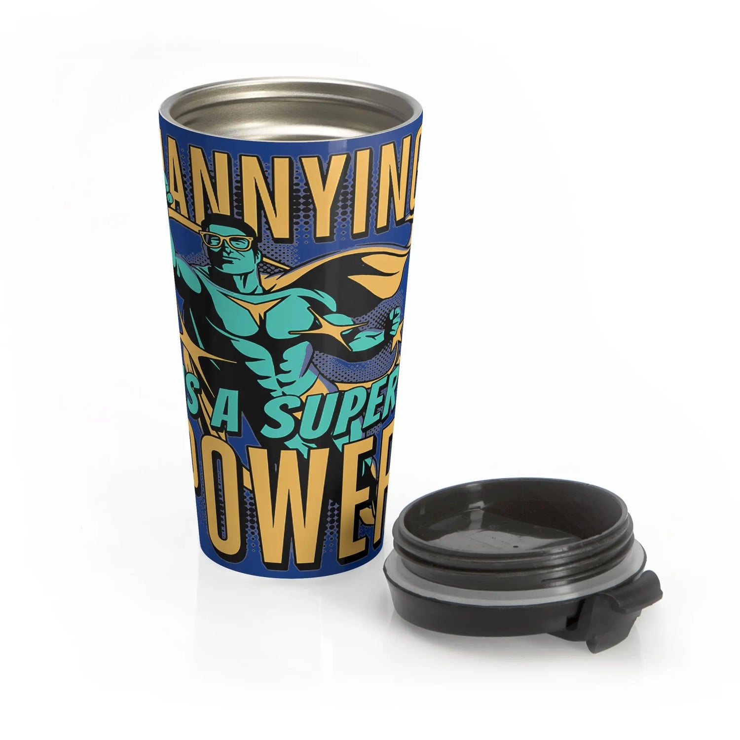 Nannying is a Super Power - Male - Stainless Steel Travel Mug Printify