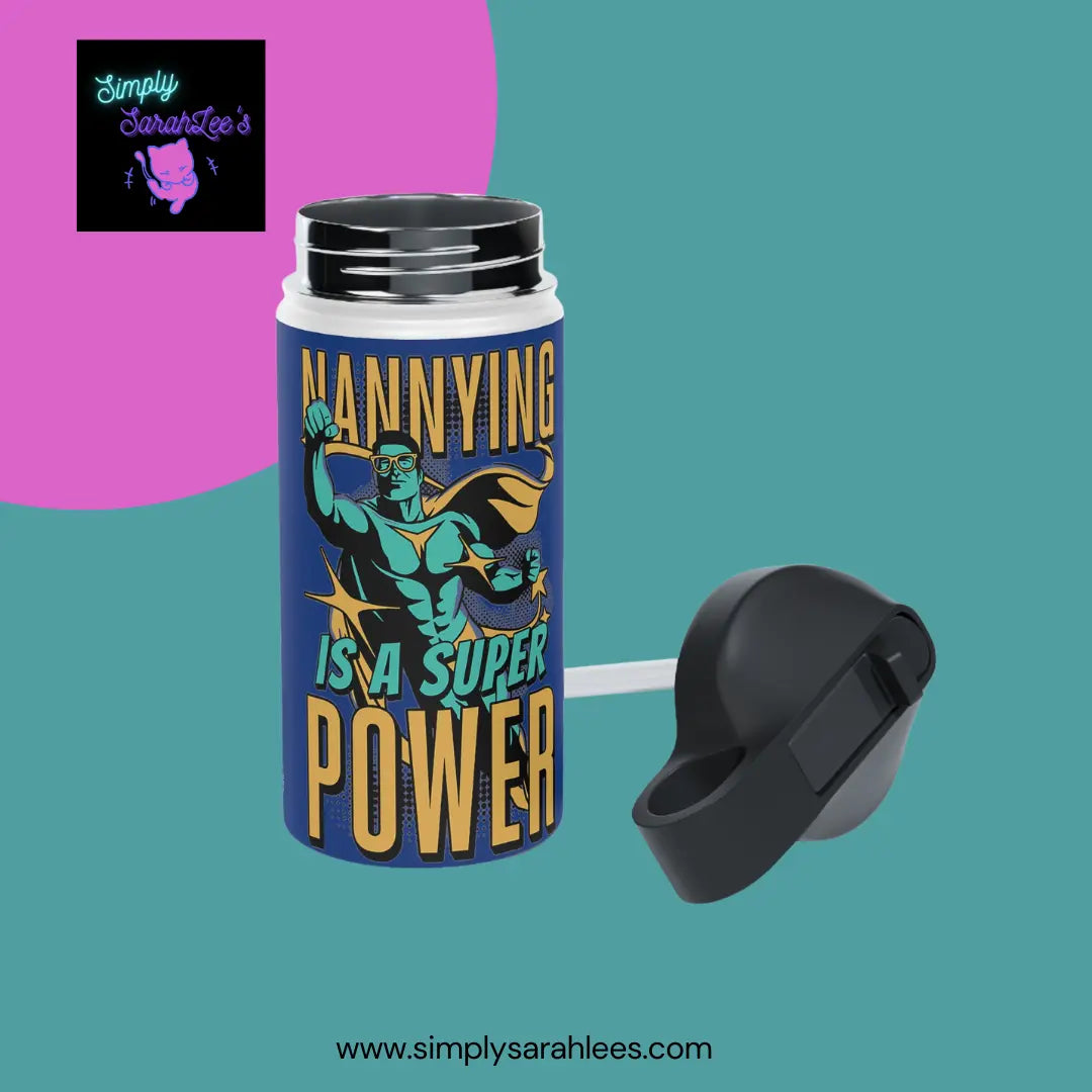 Nannying is a Super Power - Male - Stainless Steel Water Bottle, Standard Lid Printify