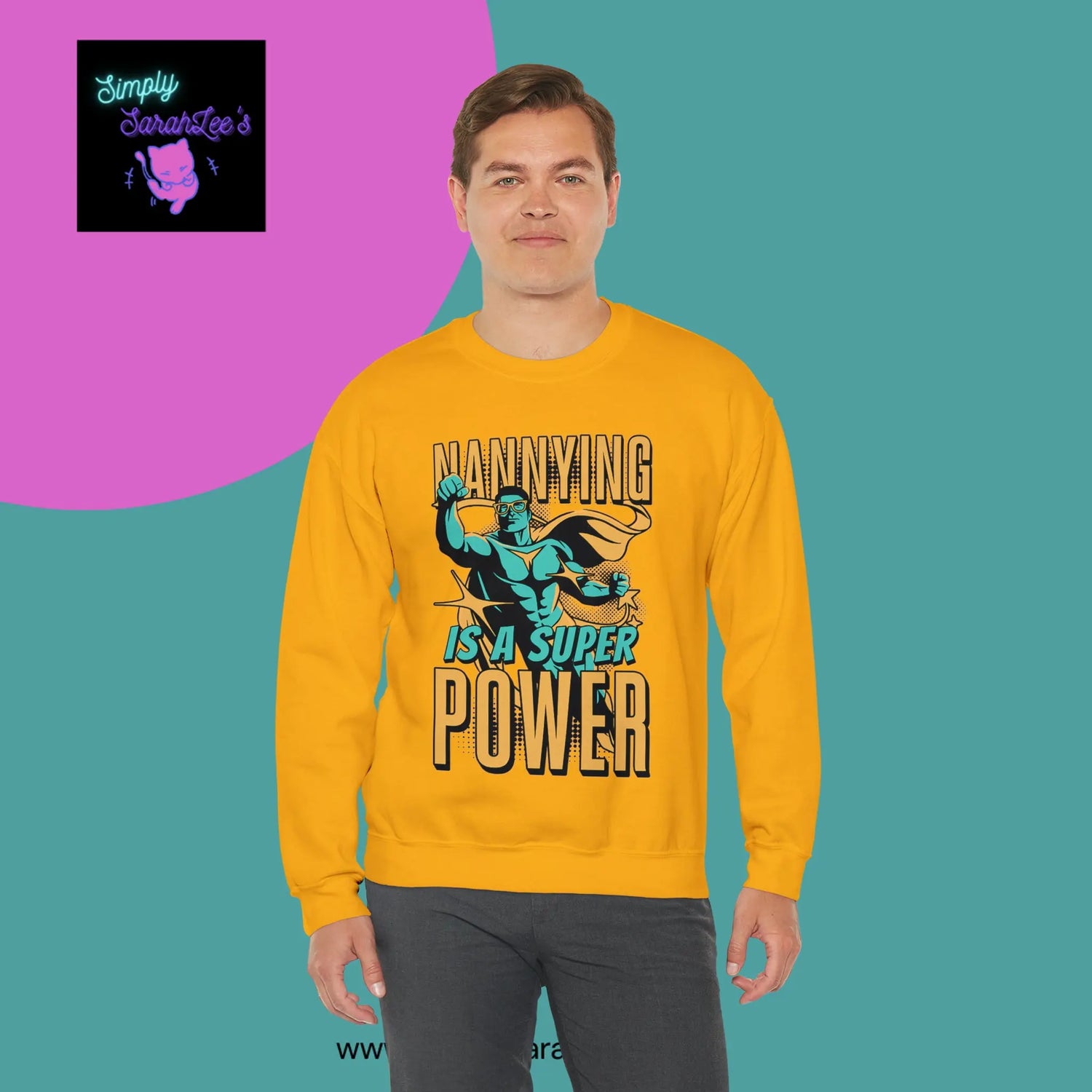 Nannying is a Super Power - Male - Unisex Heavy Blend™ Crewneck Sweatshirt Printify