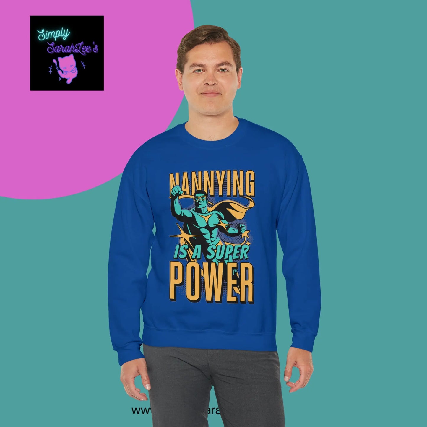 Nannying is a Super Power - Male - Unisex Heavy Blend™ Crewneck Sweatshirt Printify