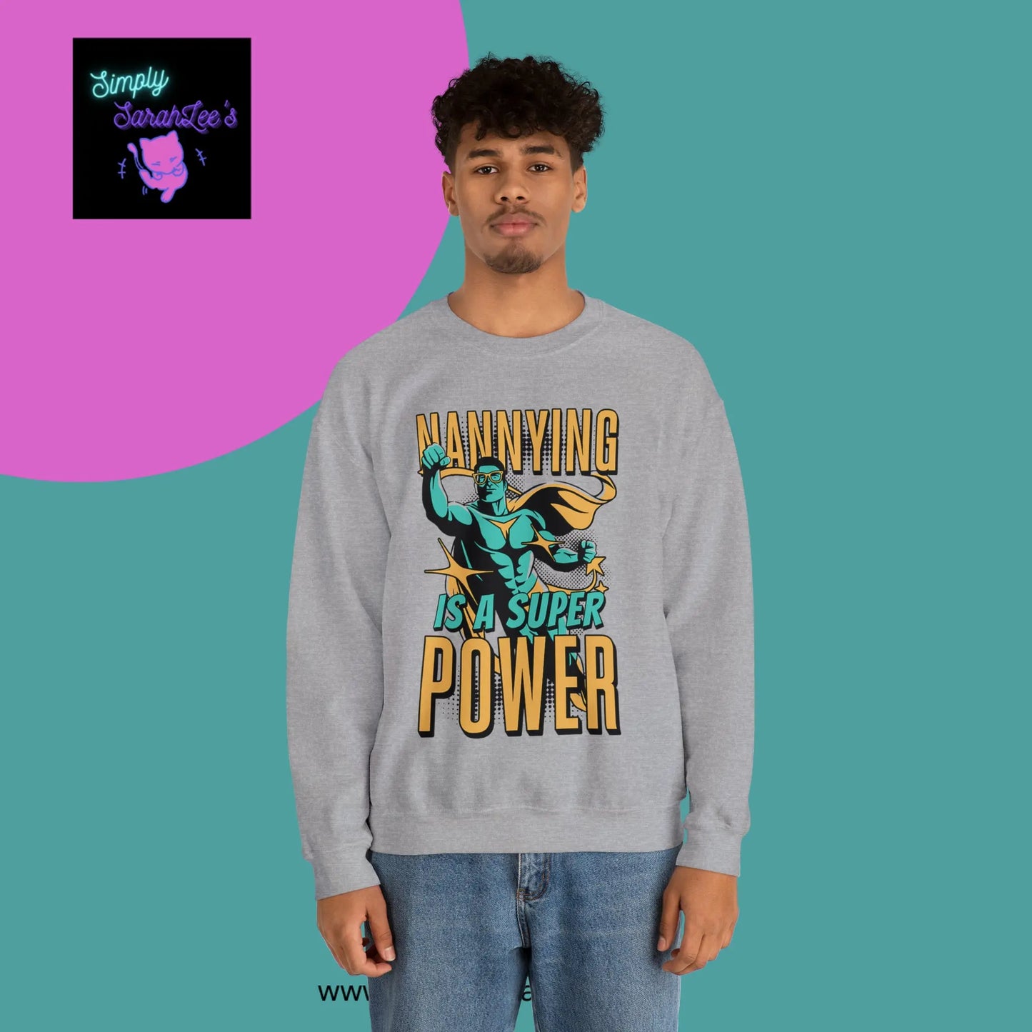 Nannying is a Super Power - Male - Unisex Heavy Blend™ Crewneck Sweatshirt Printify