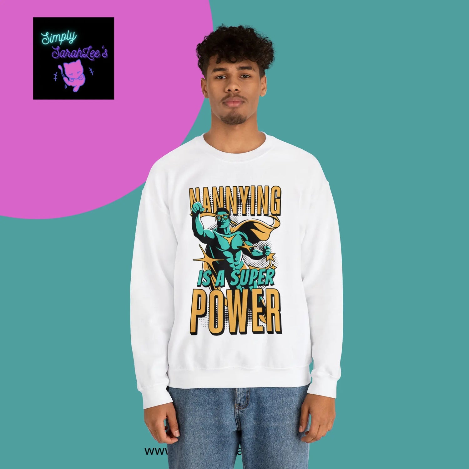 Nannying is a Super Power - Male - Unisex Heavy Blend™ Crewneck Sweatshirt Printify