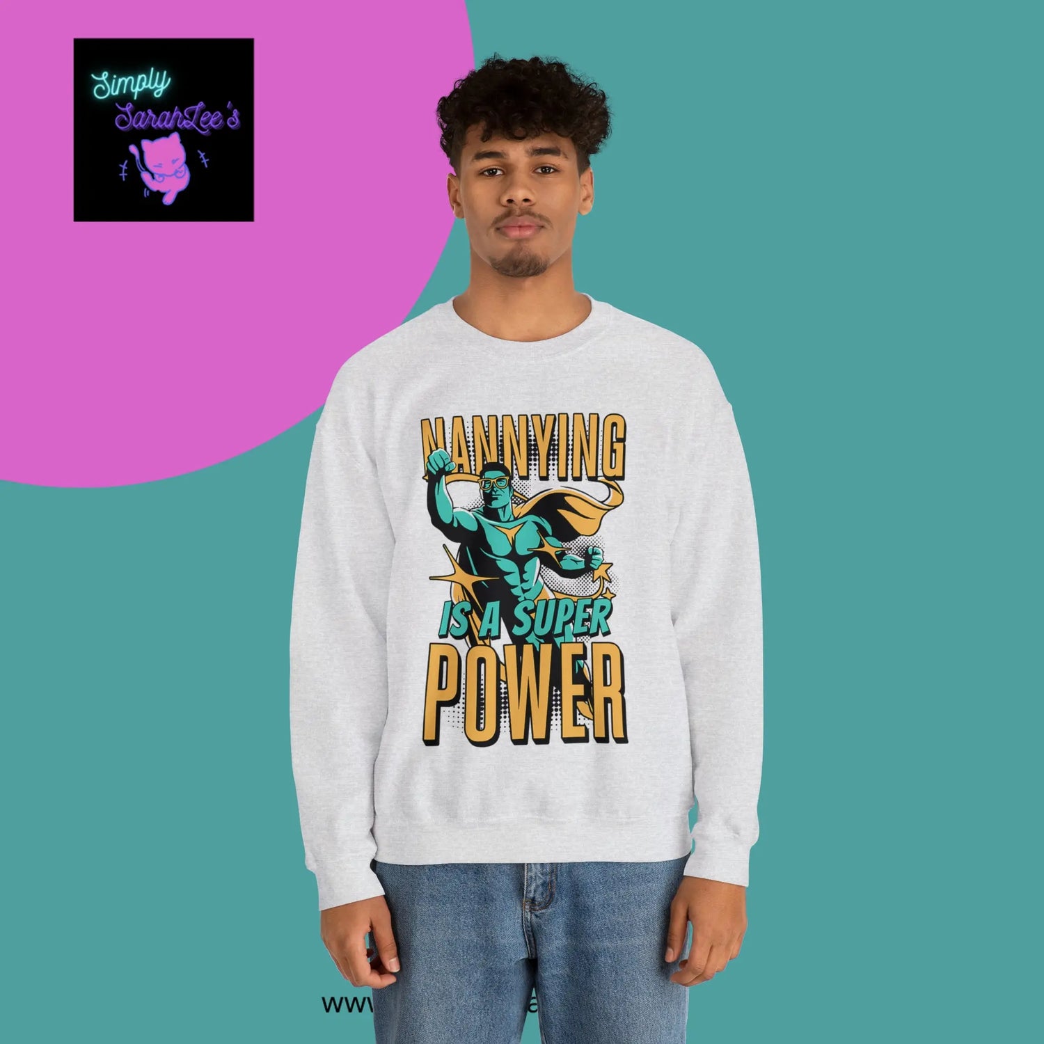 Nannying is a Super Power - Male - Unisex Heavy Blend™ Crewneck Sweatshirt Printify