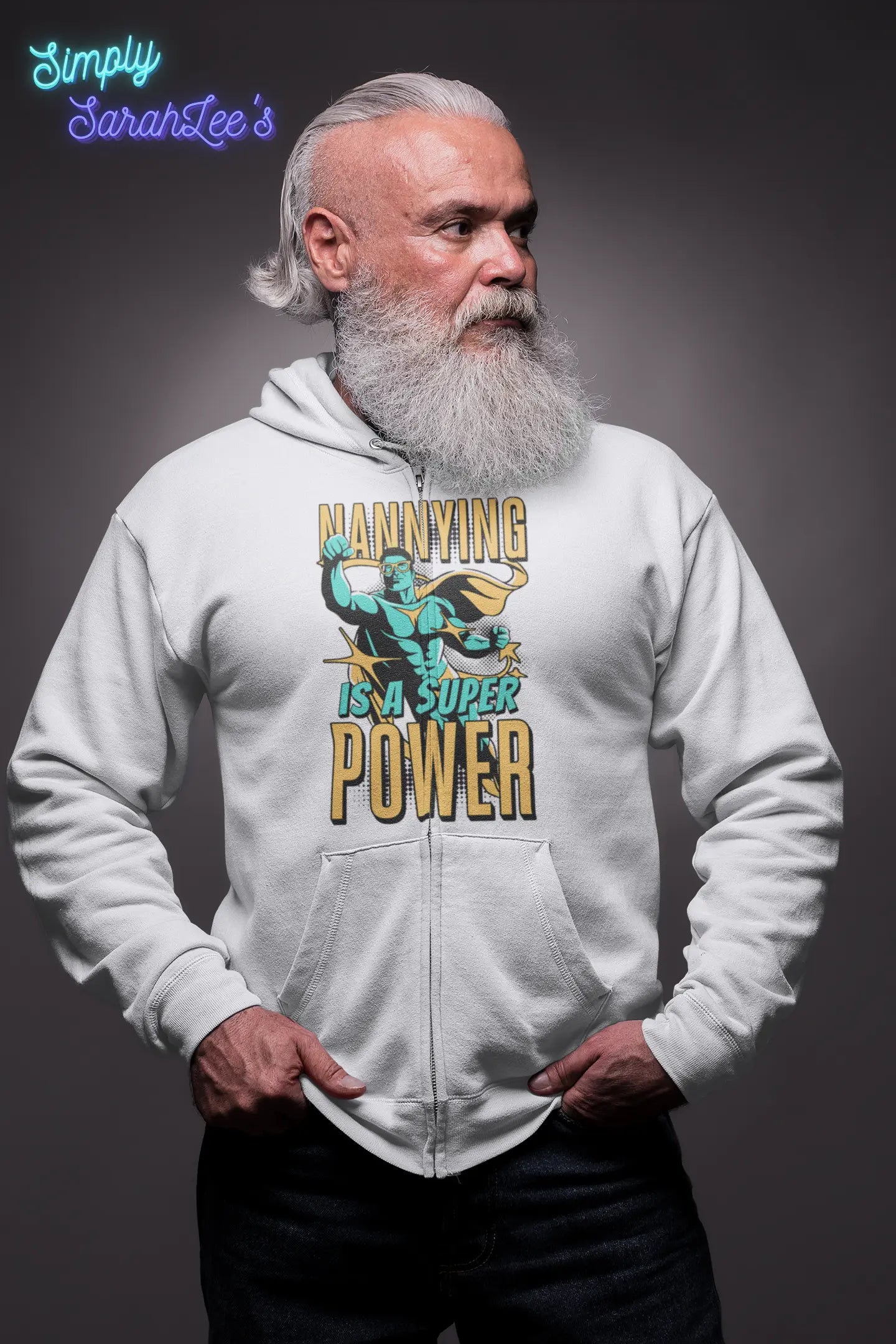 Nannying is a Super Power - Male - Unisex Heavy Blend™ Full Zip Hooded Sweatshirt (1 sided) Printify