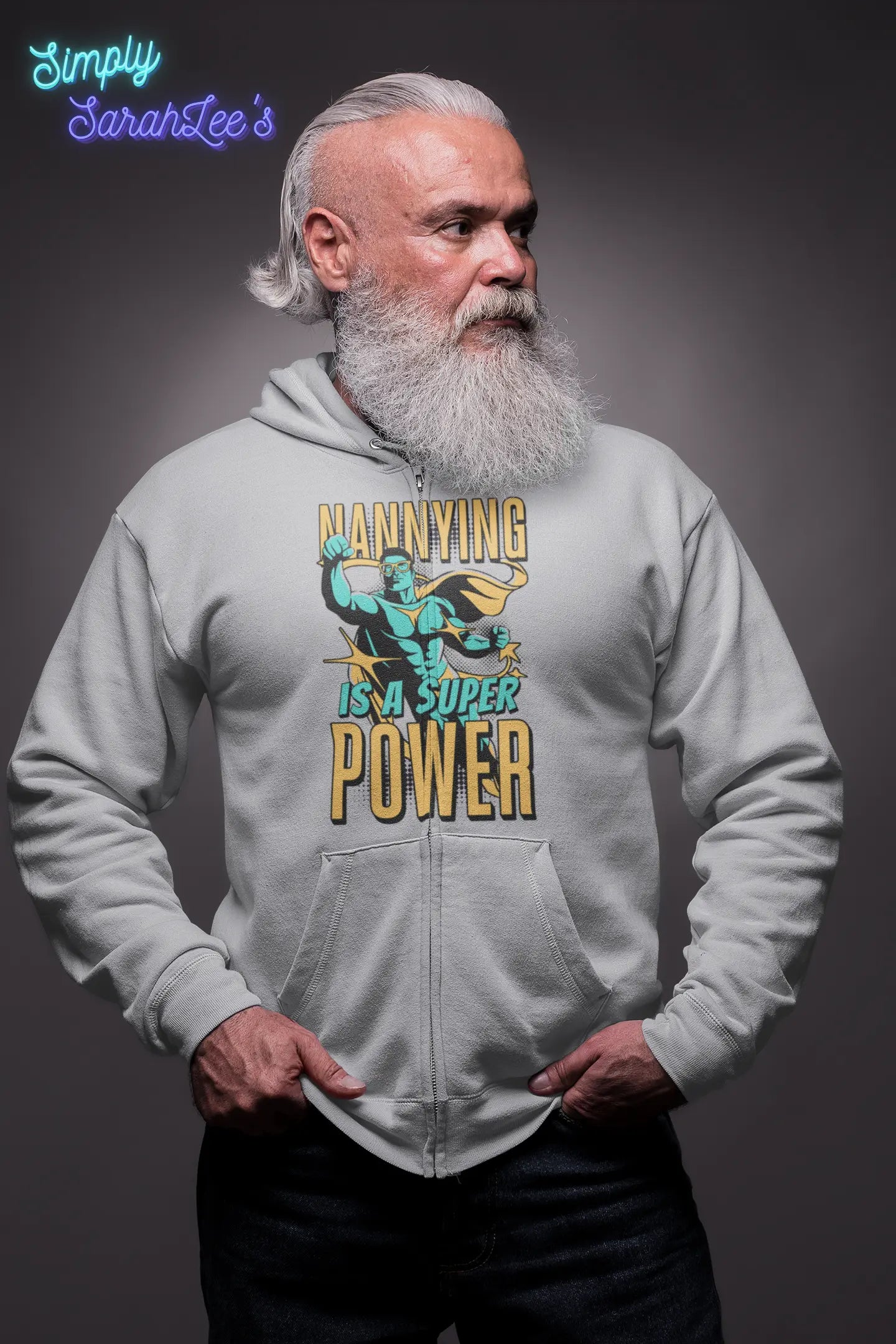 Nannying is a Super Power - Male - Unisex Heavy Blend™ Full Zip Hooded Sweatshirt (1 sided) Printify