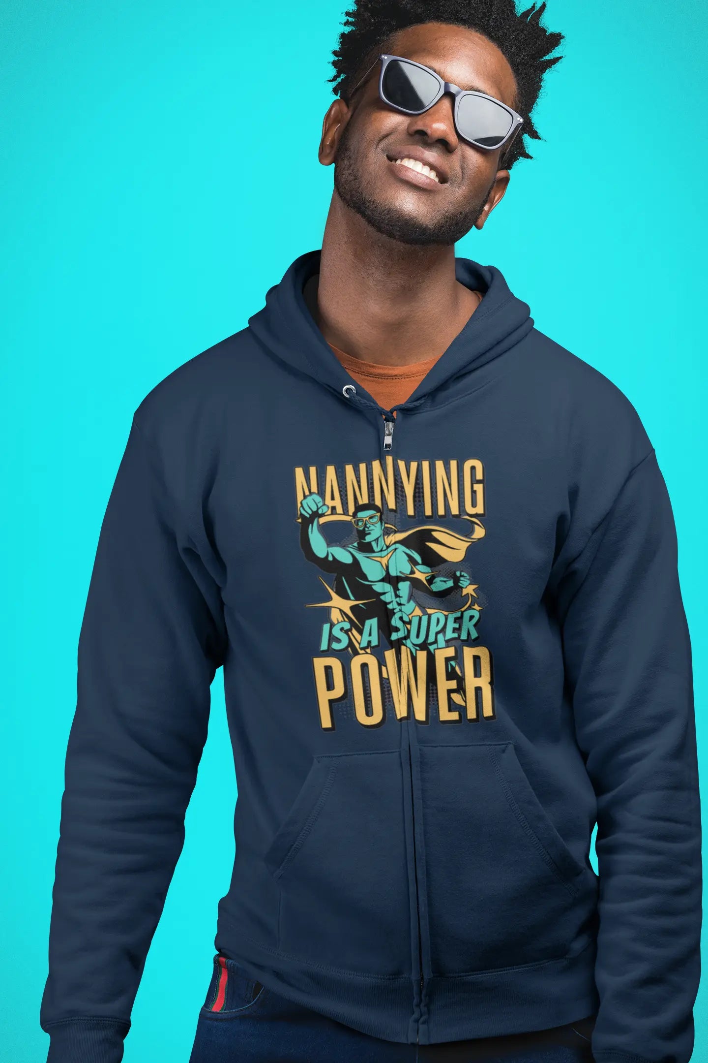 Nannying is a Super Power - Male - Unisex Heavy Blend™ Full Zip Hooded Sweatshirt (1 sided) Printify