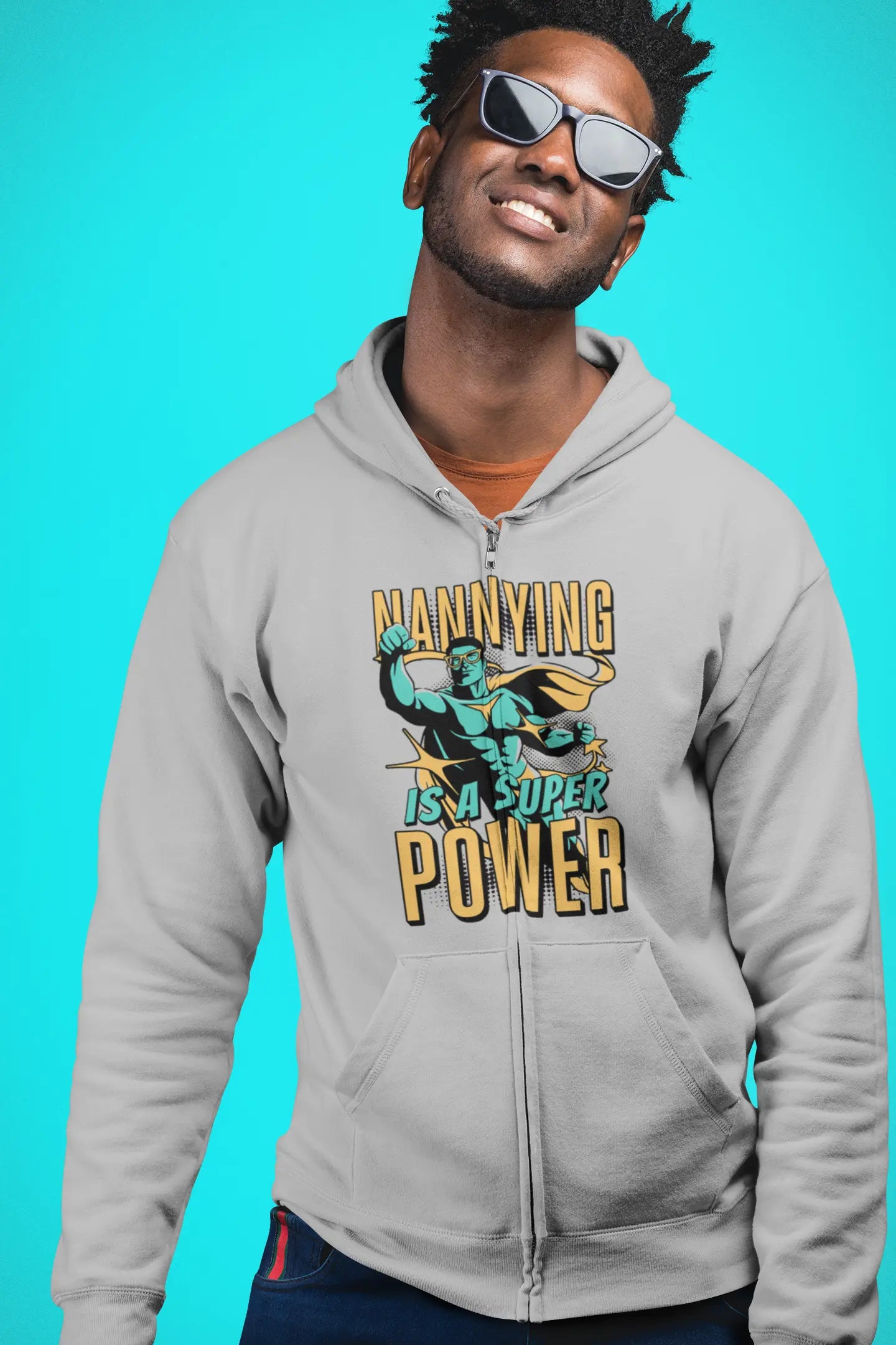 Nannying is a Super Power - Male - Unisex Heavy Blend™ Full Zip Hooded Sweatshirt (1 sided) Printify