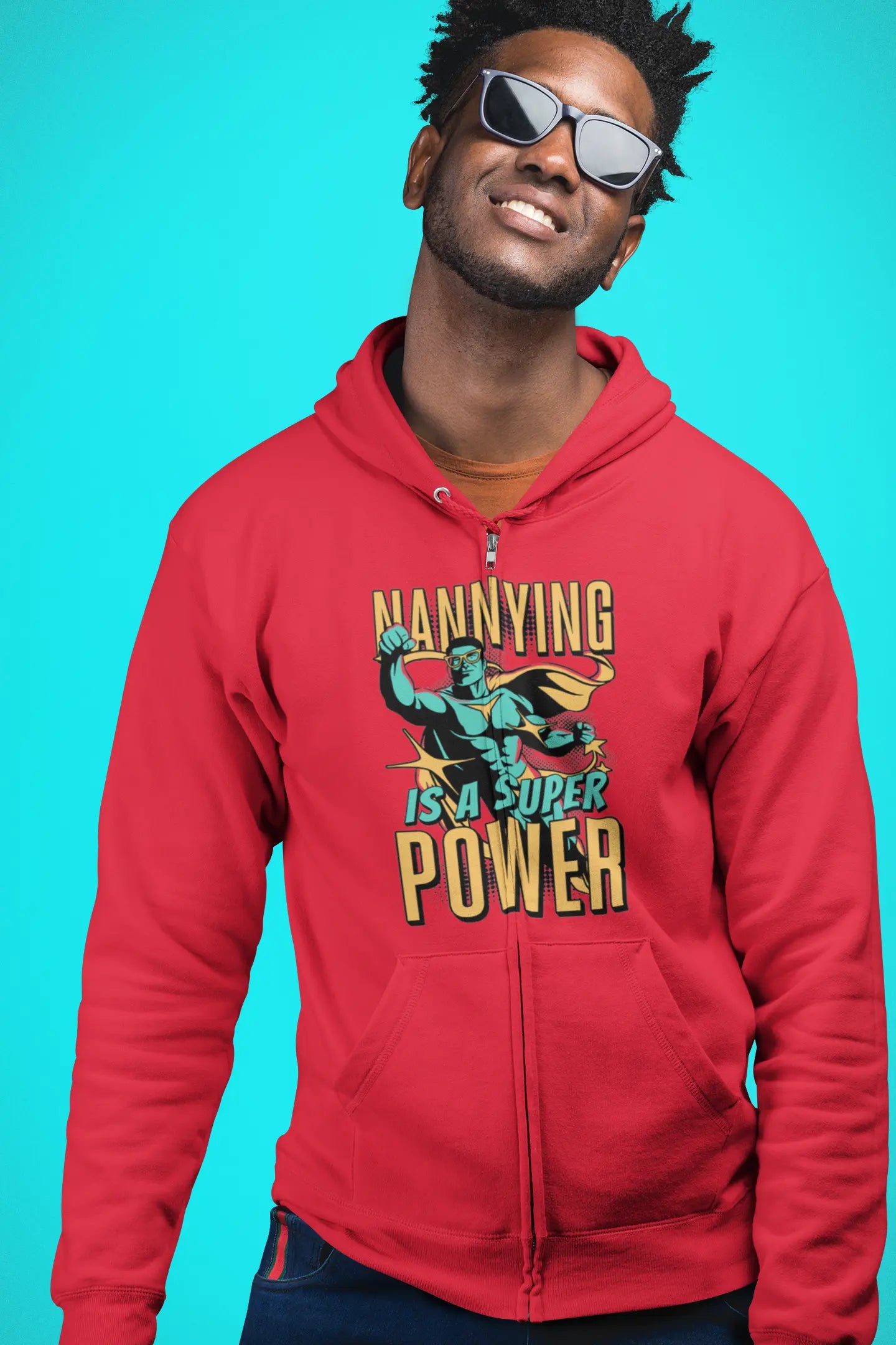 Nannying is a Super Power - Male - Unisex Heavy Blend™ Full Zip Hooded Sweatshirt (1 sided) Printify