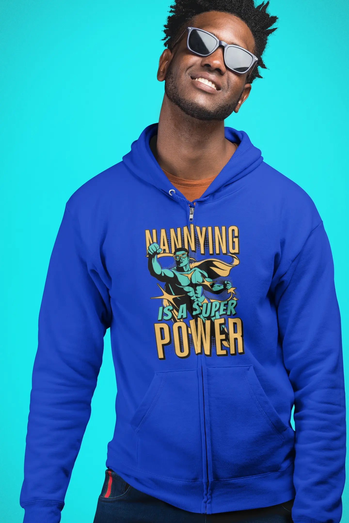 Nannying is a Super Power - Male - Unisex Heavy Blend™ Full Zip Hooded Sweatshirt (1 sided) Printify