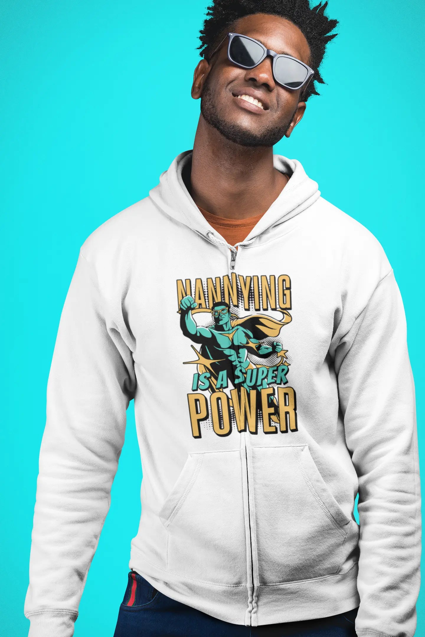 Nannying is a Super Power - Male - Unisex Heavy Blend™ Full Zip Hooded Sweatshirt (1 sided) Printify