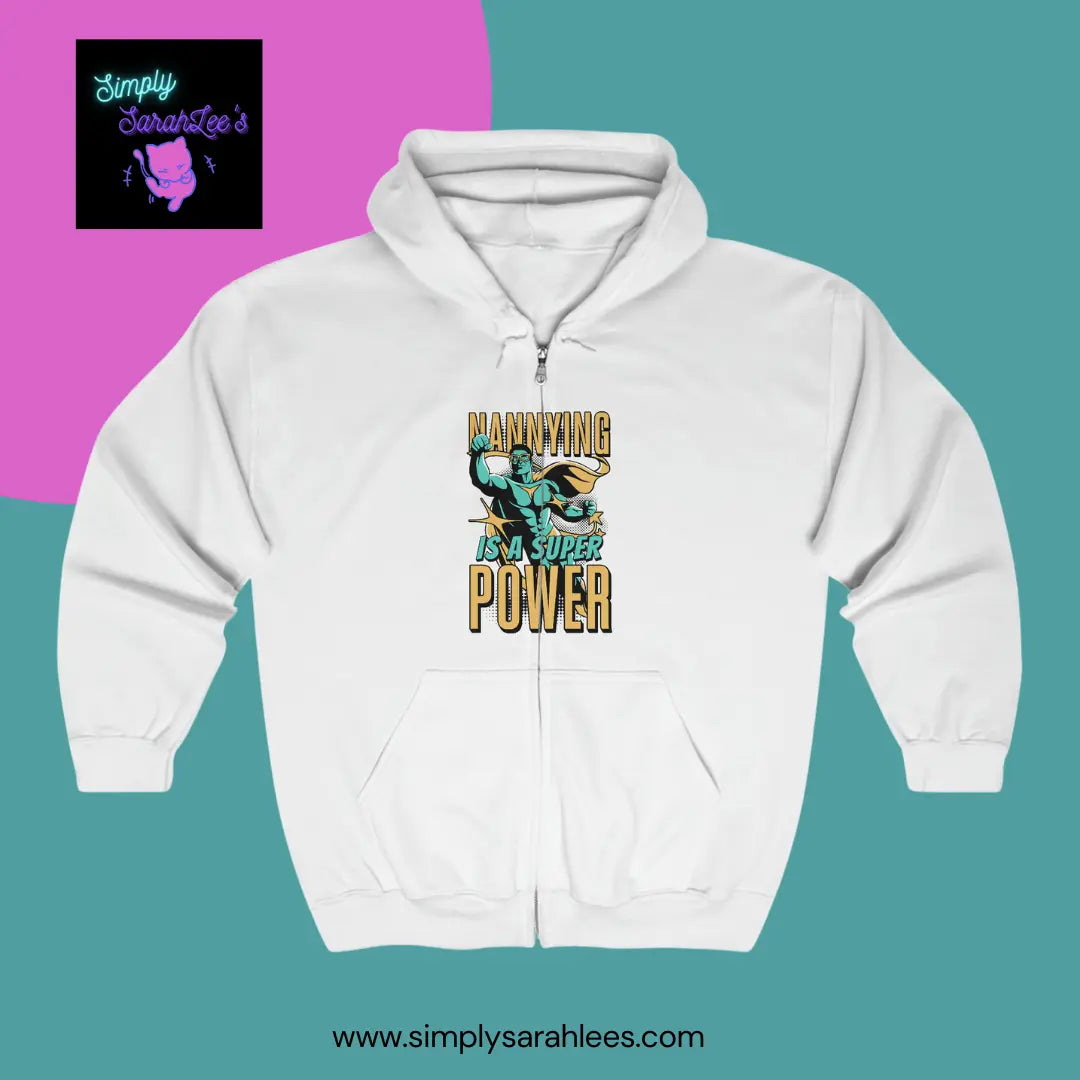 Nannying is a Super Power - Male - Unisex Heavy Blend™ Full Zip Hooded Sweatshirt (1 sided) Printify