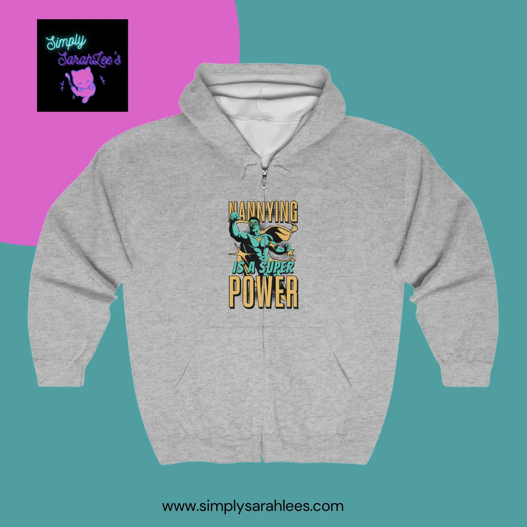 Nannying is a Super Power - Male - Unisex Heavy Blend™ Full Zip Hooded Sweatshirt (1 sided) Printify