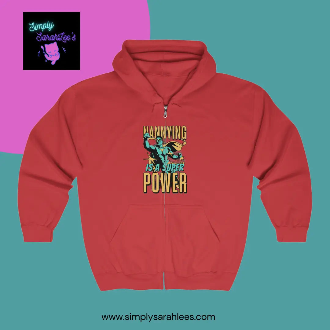 Nannying is a Super Power - Male - Unisex Heavy Blend™ Full Zip Hooded Sweatshirt (1 sided) Printify