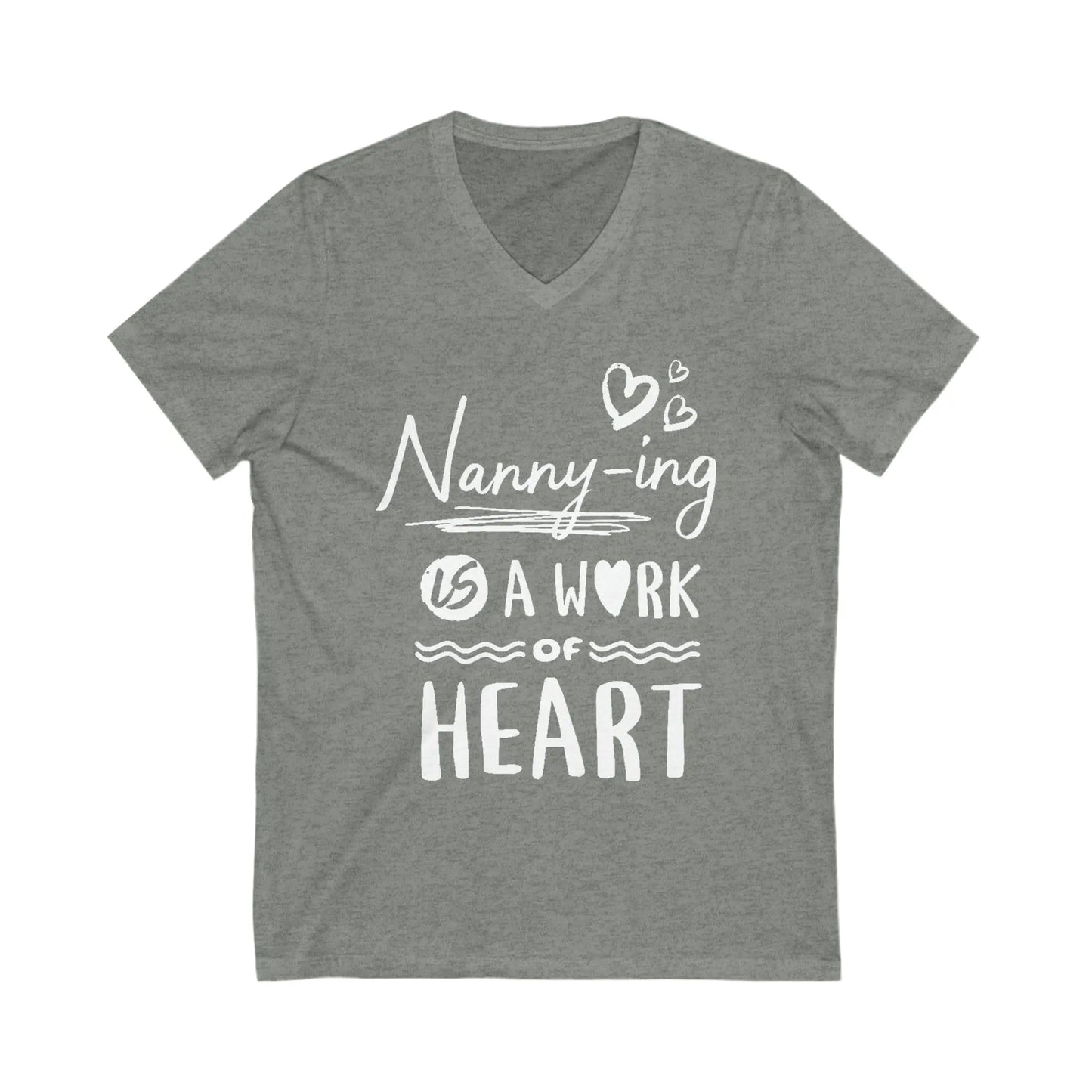 Nannying is a Word of Heart Unisex Jersey Short Sleeve V-Neck Tee