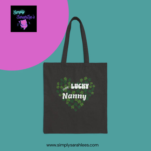 One Lucky Nanny Cotton Canvas Tote Bag Printify