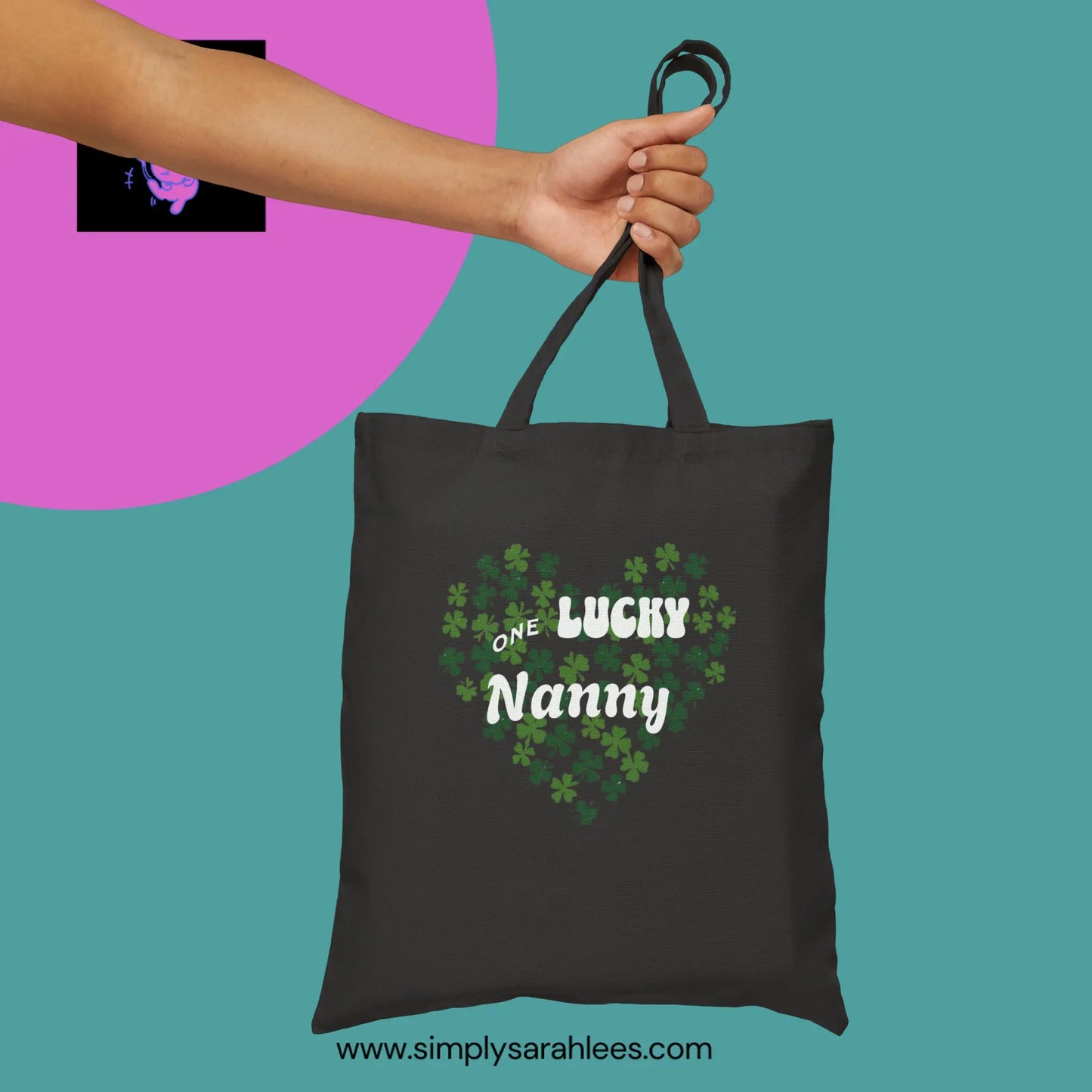 One Lucky Nanny Cotton Canvas Tote Bag Printify