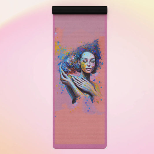 Paint Pretty Lady Oil Paint on Pink, Speckle Rubber Yoga Mat