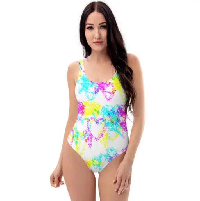 Pastels Hearts Drawing Modest One-Piece Swimsuit for work